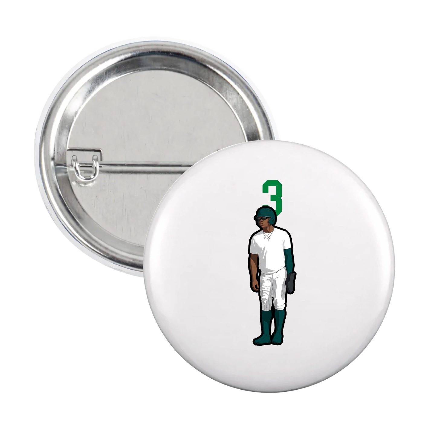 Game Day Button — Number Top in White