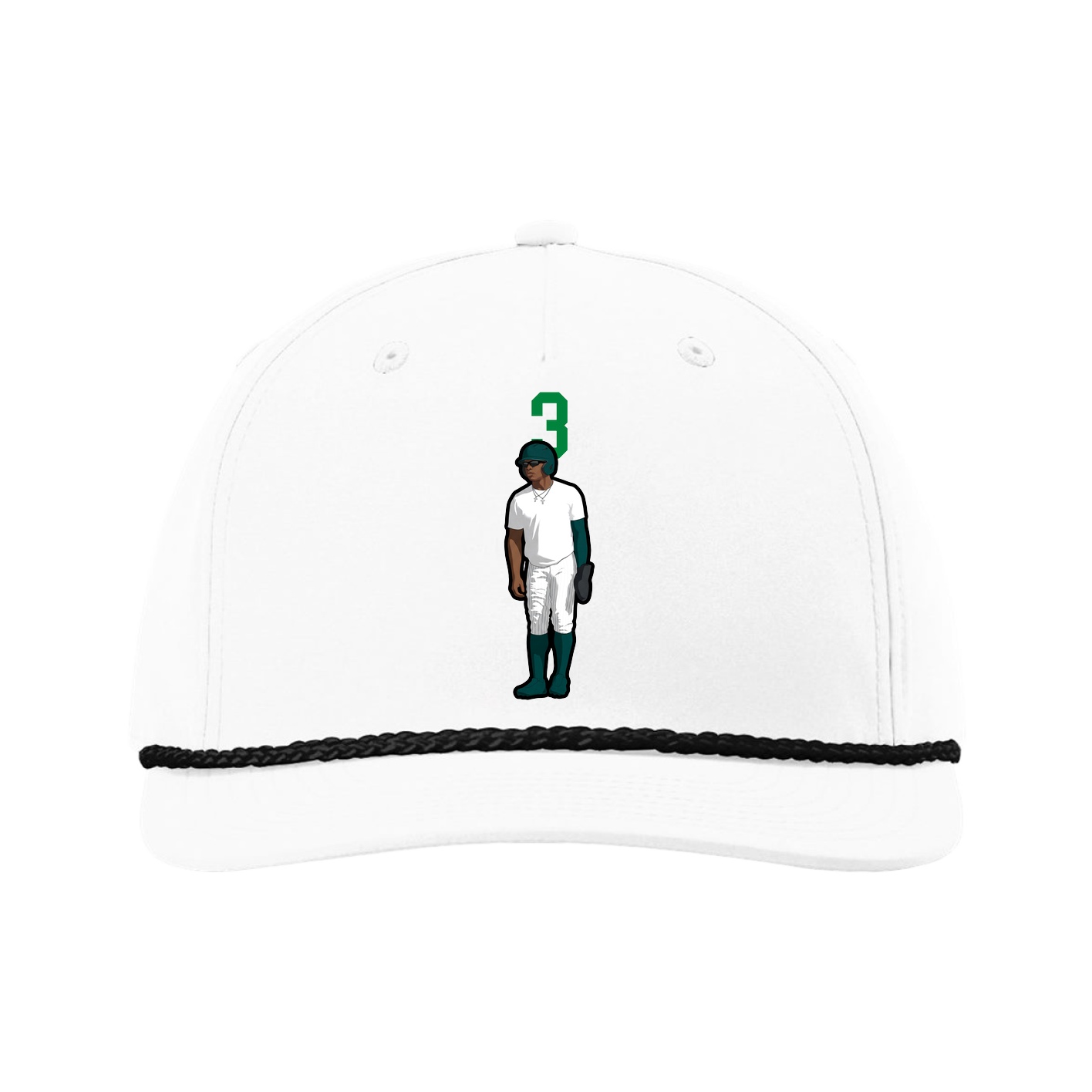 Five-Panel Classic Rope Cap — Number Top in White