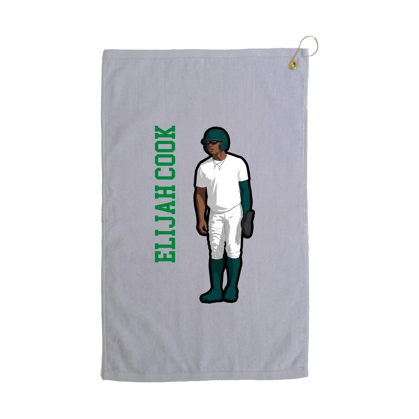 Golf Towel — Name Vertical in Grey