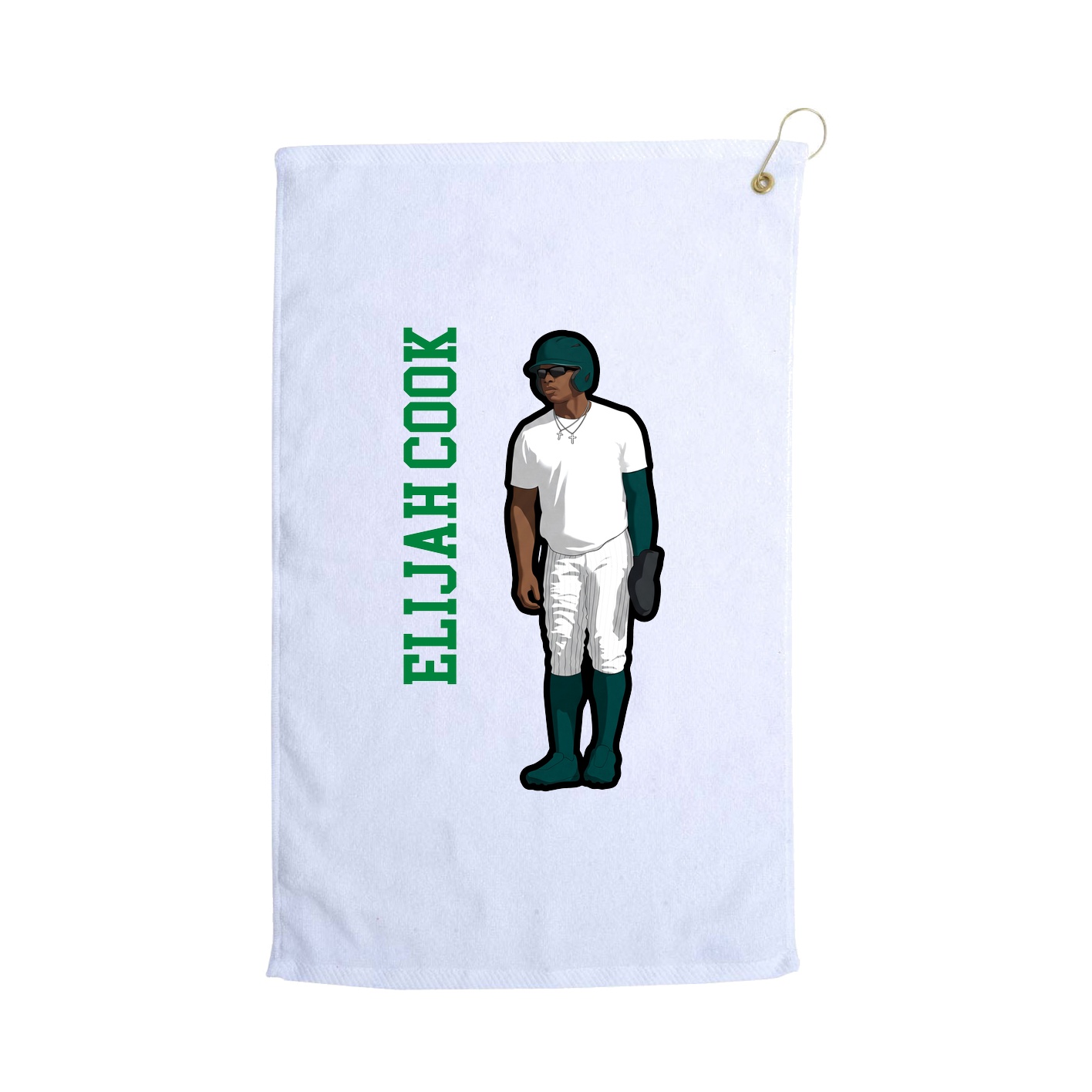 Golf Towel — Name Vertical in White
