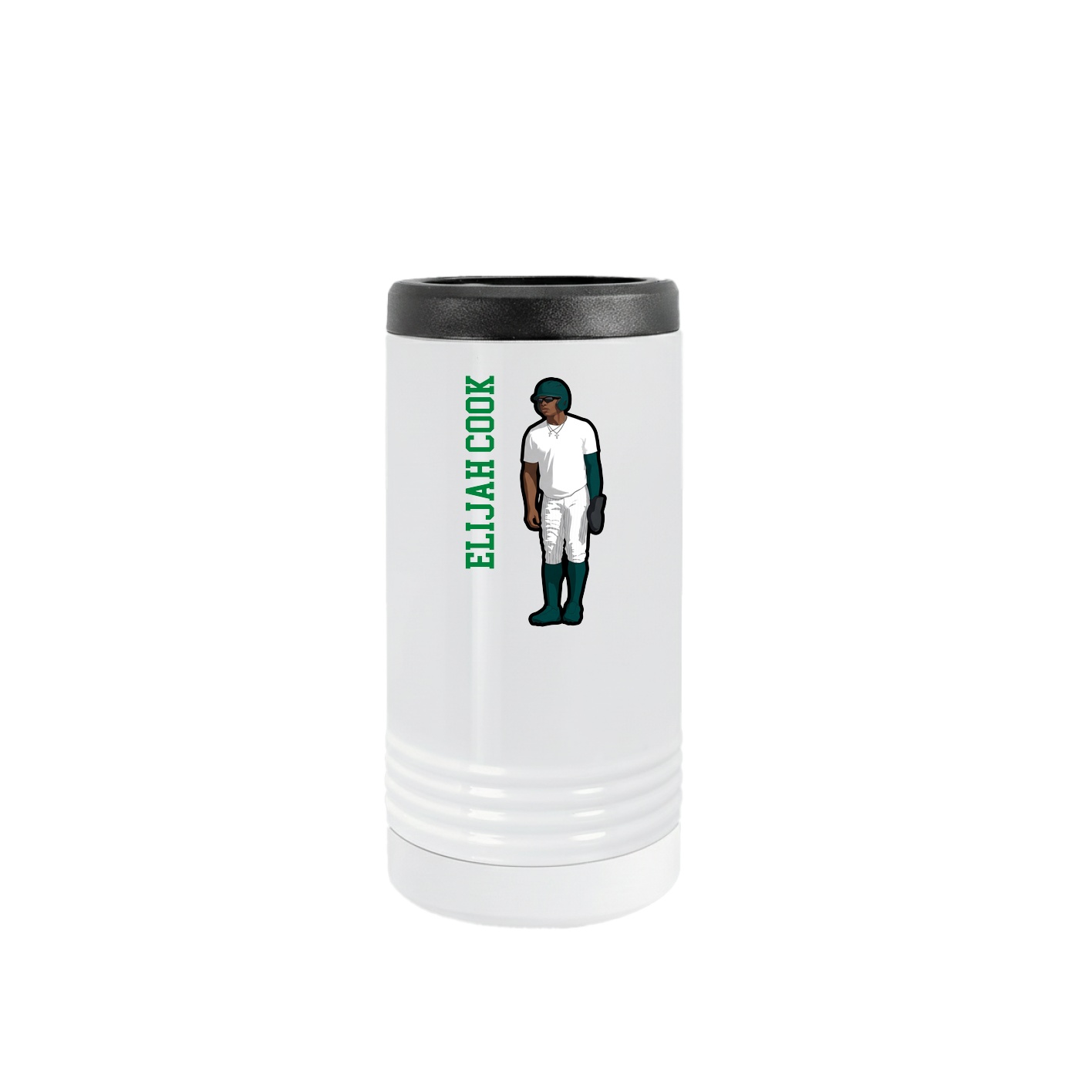 Slim Beverage Holder — Name Vertical in White