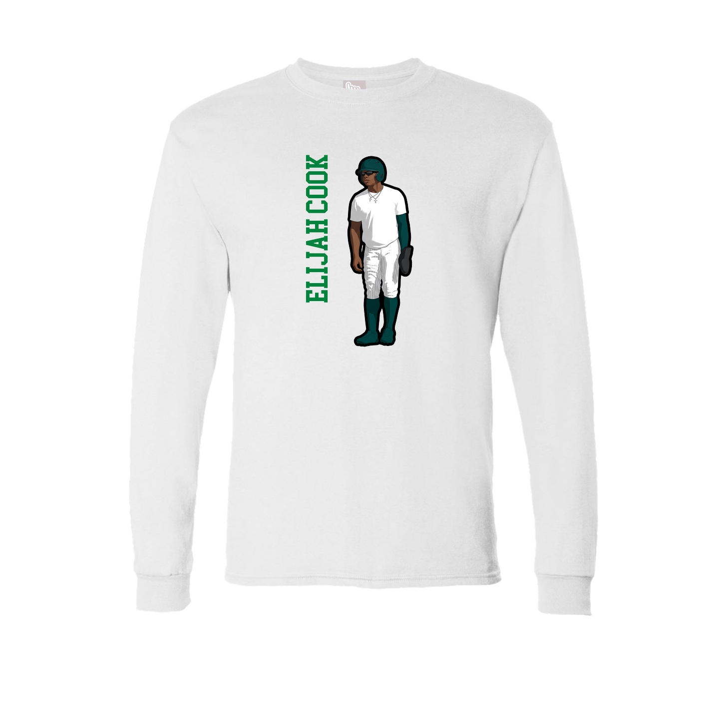 Long Sleeve Tee — Name Vertical in White