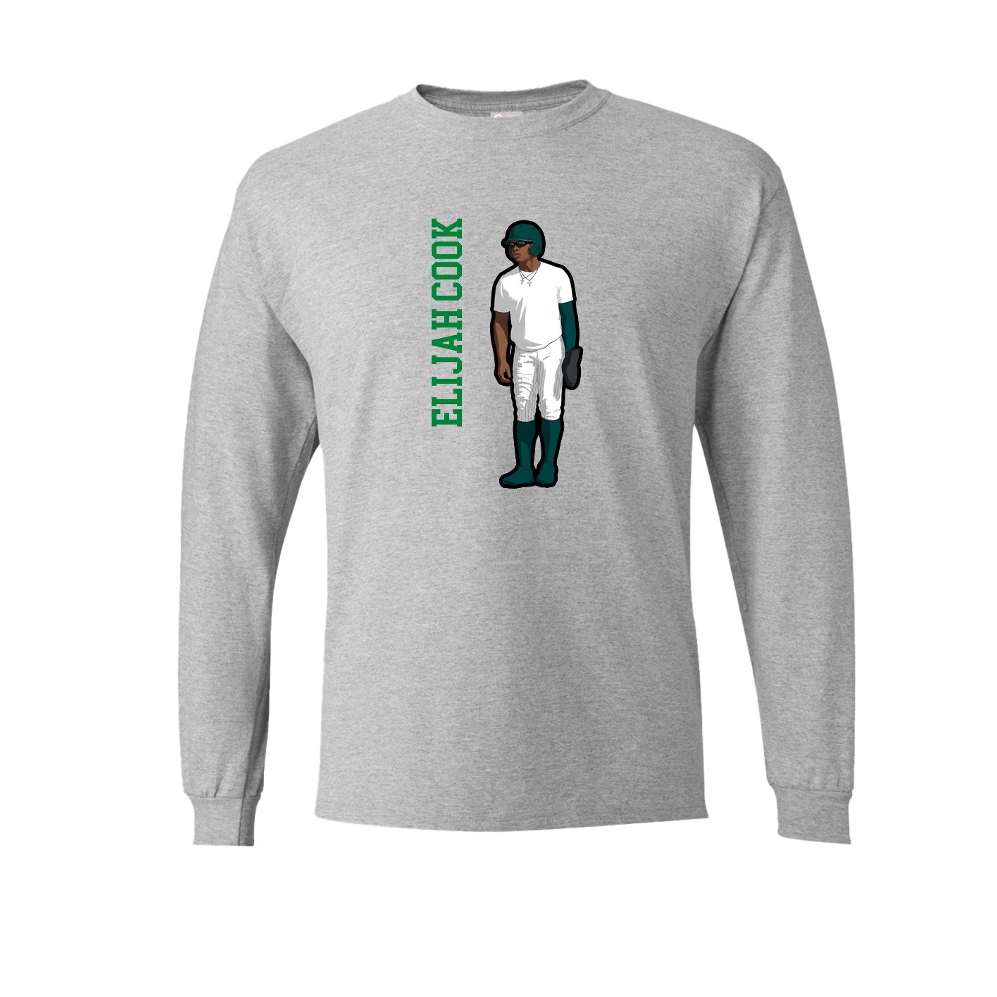 Long Sleeve Tee — Name Vertical in Grey