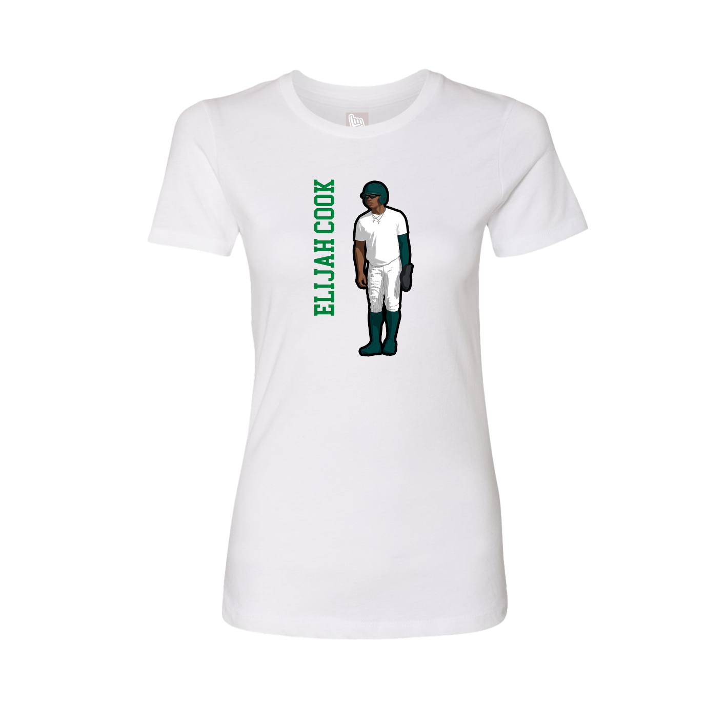 Womens Tee — Name Vertical in White