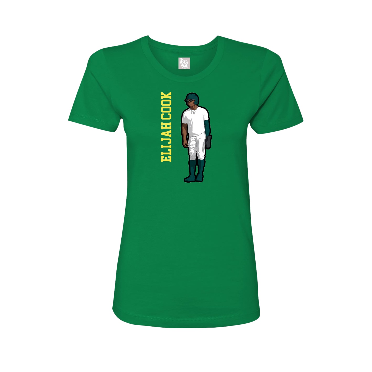 Fitted Women's Tee — Name Vertical in Green