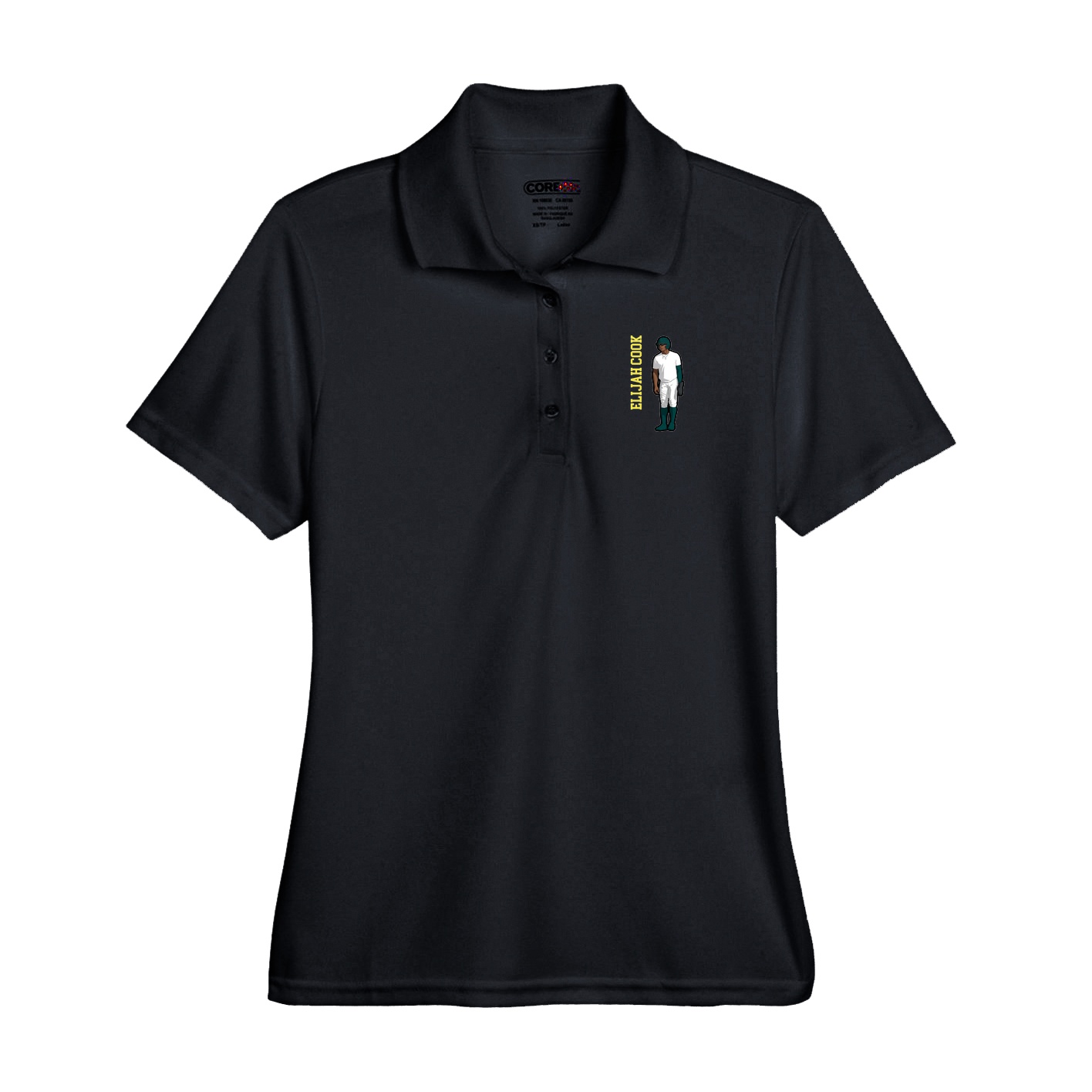 Performance Polo — Name Vertical in Black