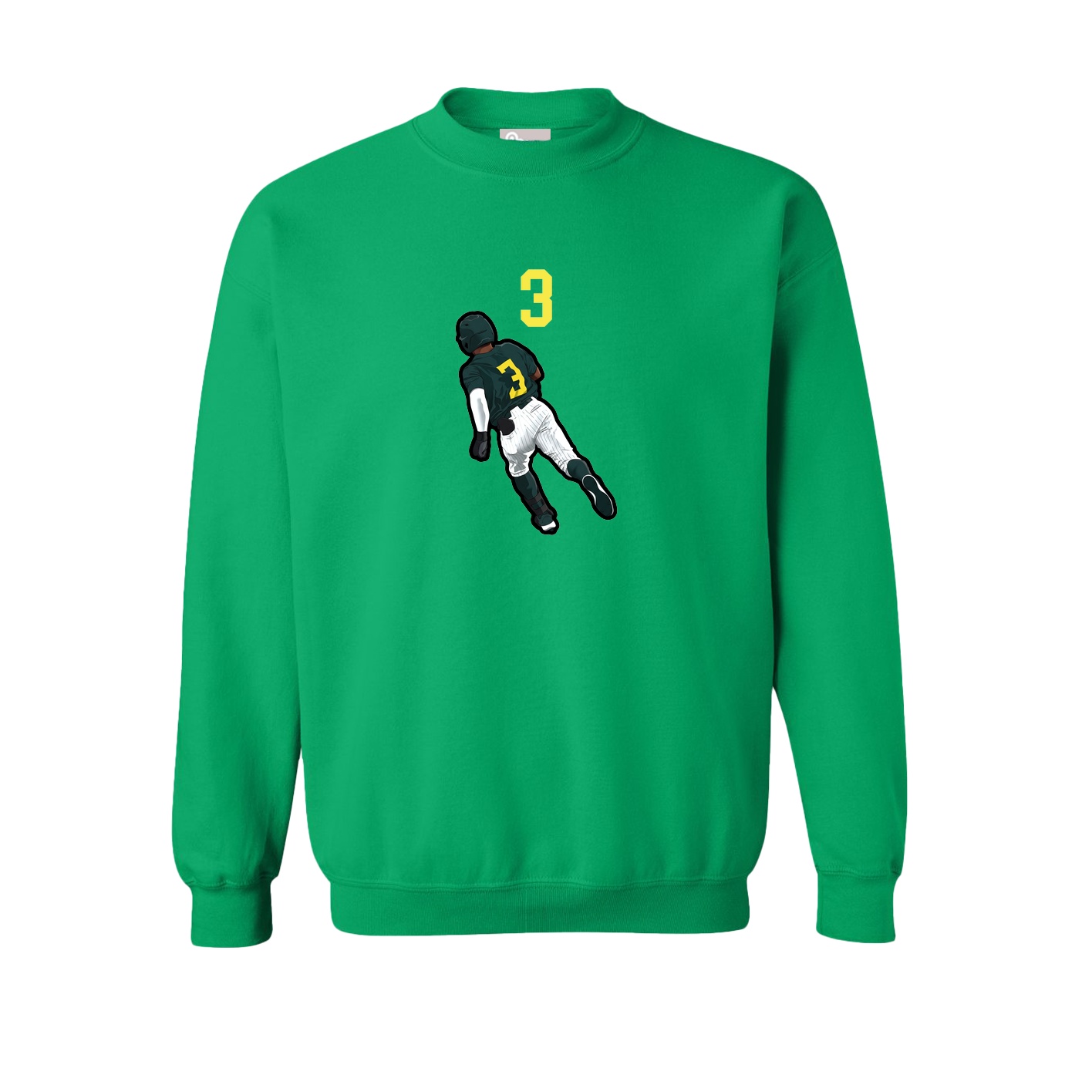 Fleece Crew — Number Top in Green