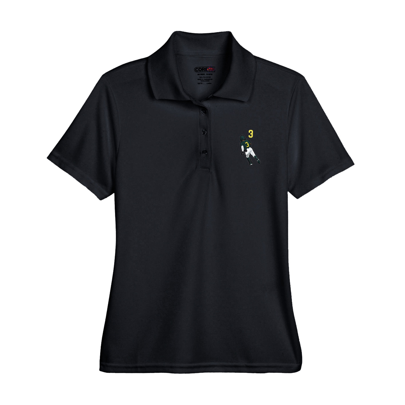 Womens Performance Polo — Number Top in Black