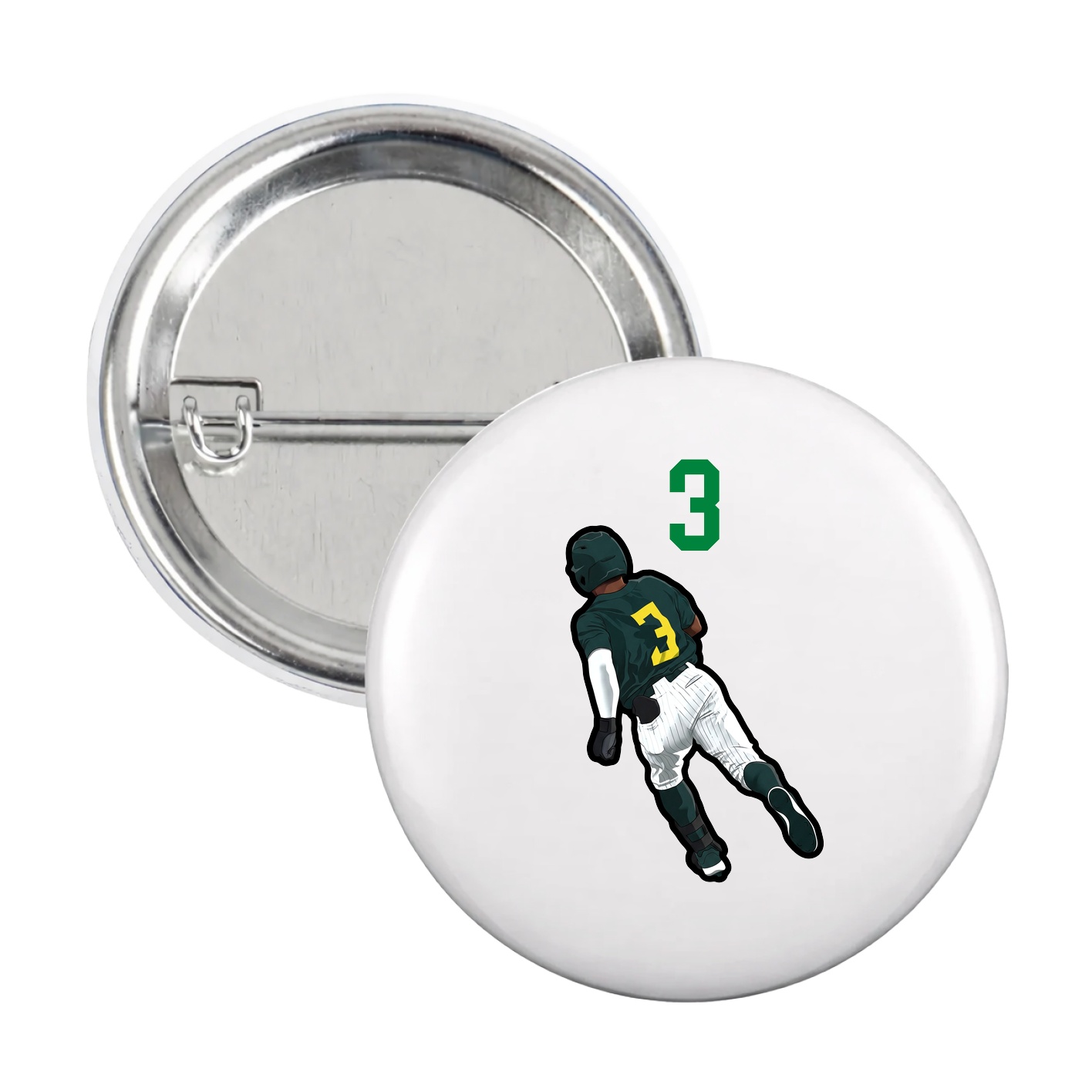 Game Day Button — Number Top in White