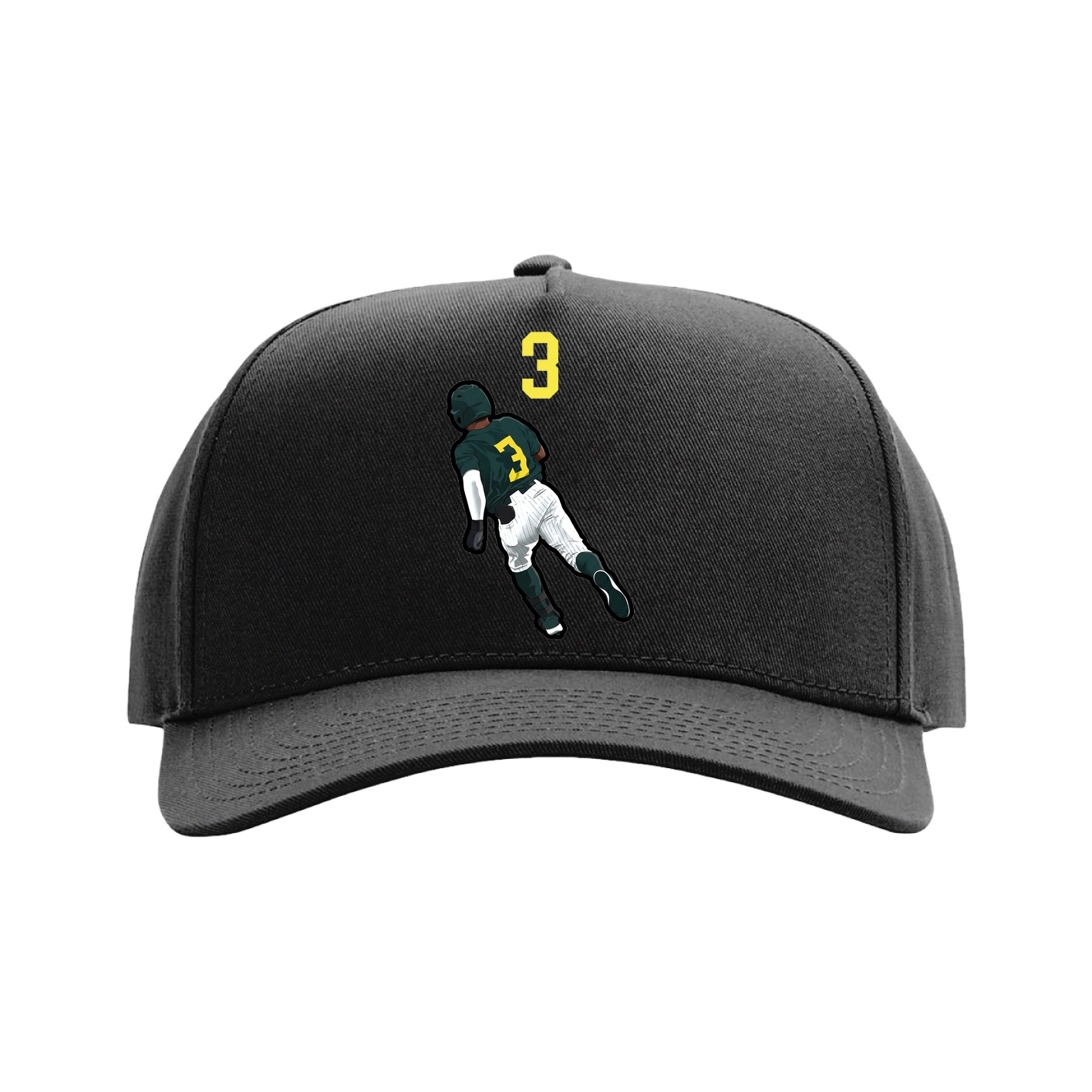 Full Fabric Five-Panel Champ Cap — Number Top in Black