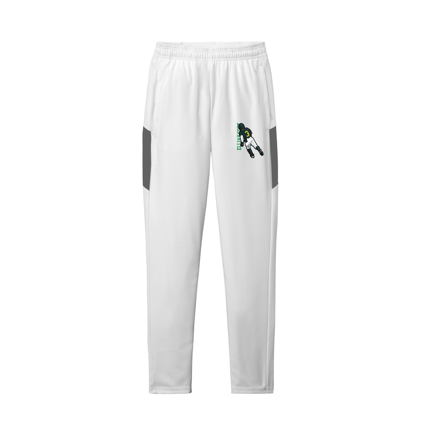 Team Travel Pant — Name Vertical in White/Grey