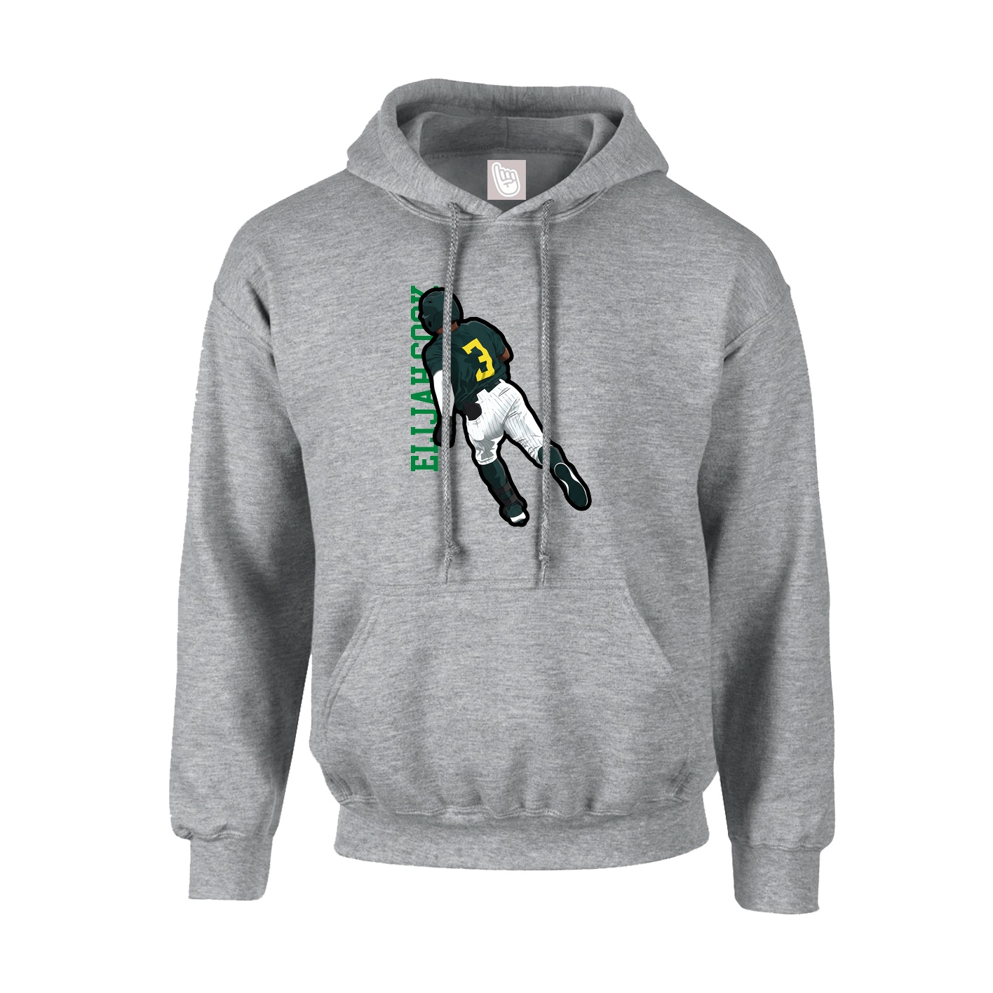 Youth Hoodie — Name Vertical in Grey