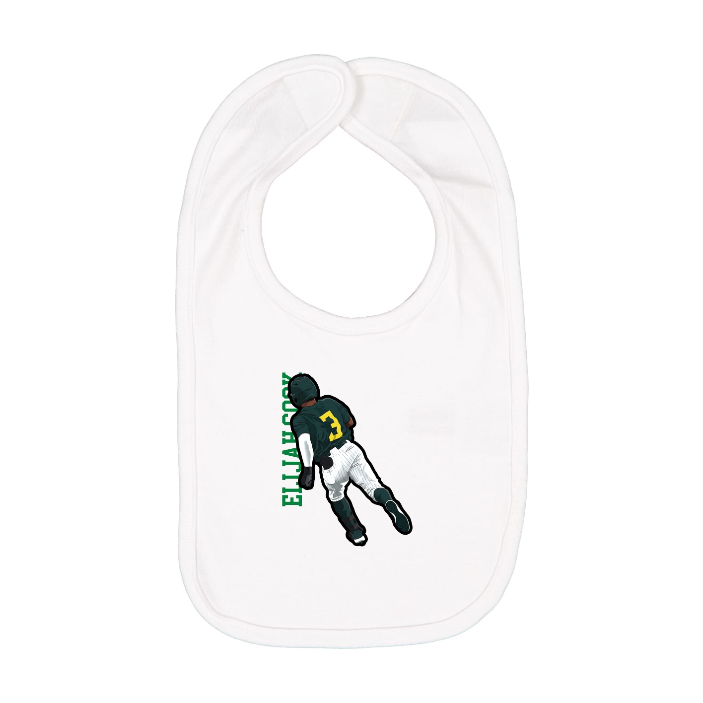 Infant Bib — Name Vertical in White