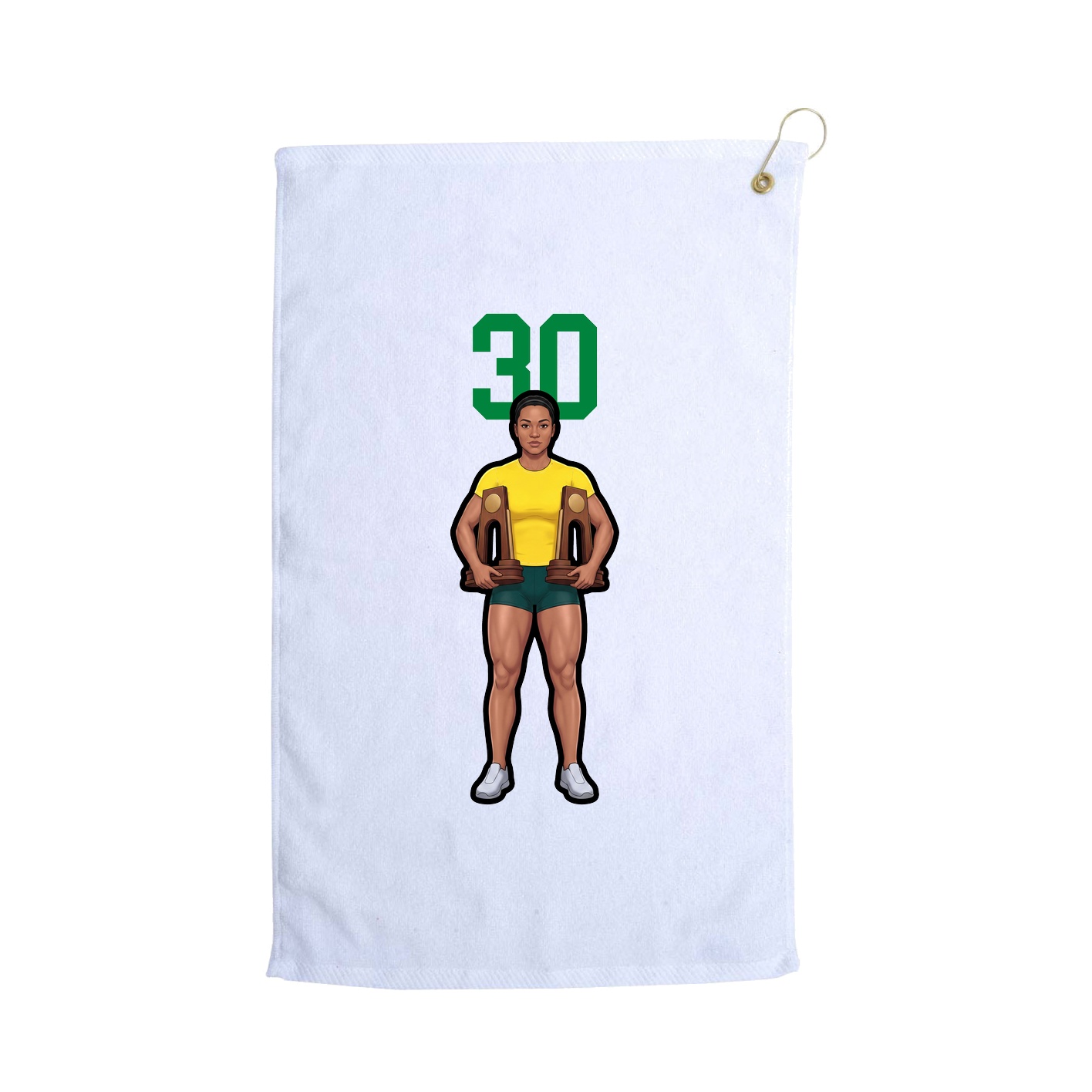 Golf Towel — Number Top in White