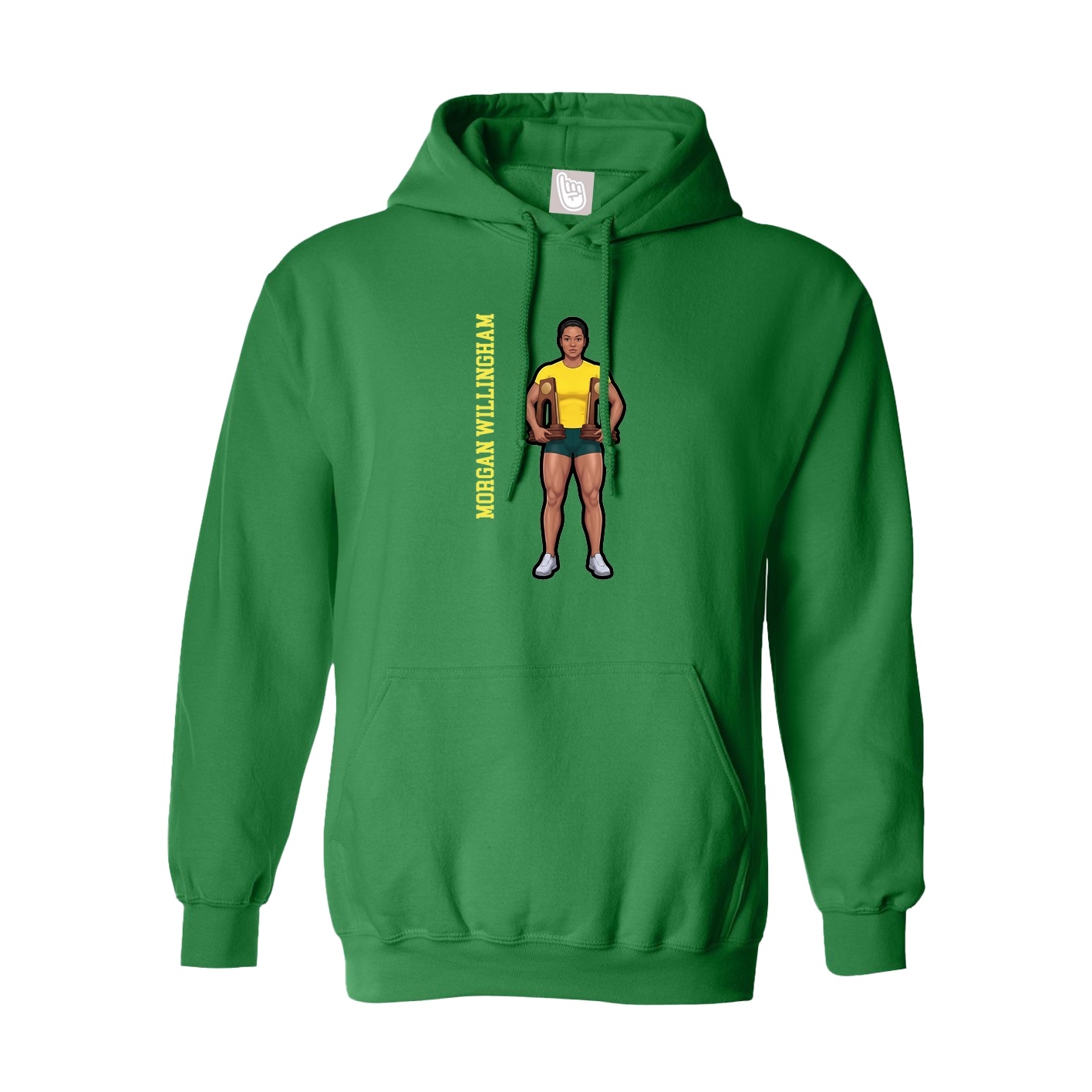 Youth Hoodie — Name Vertical in Green