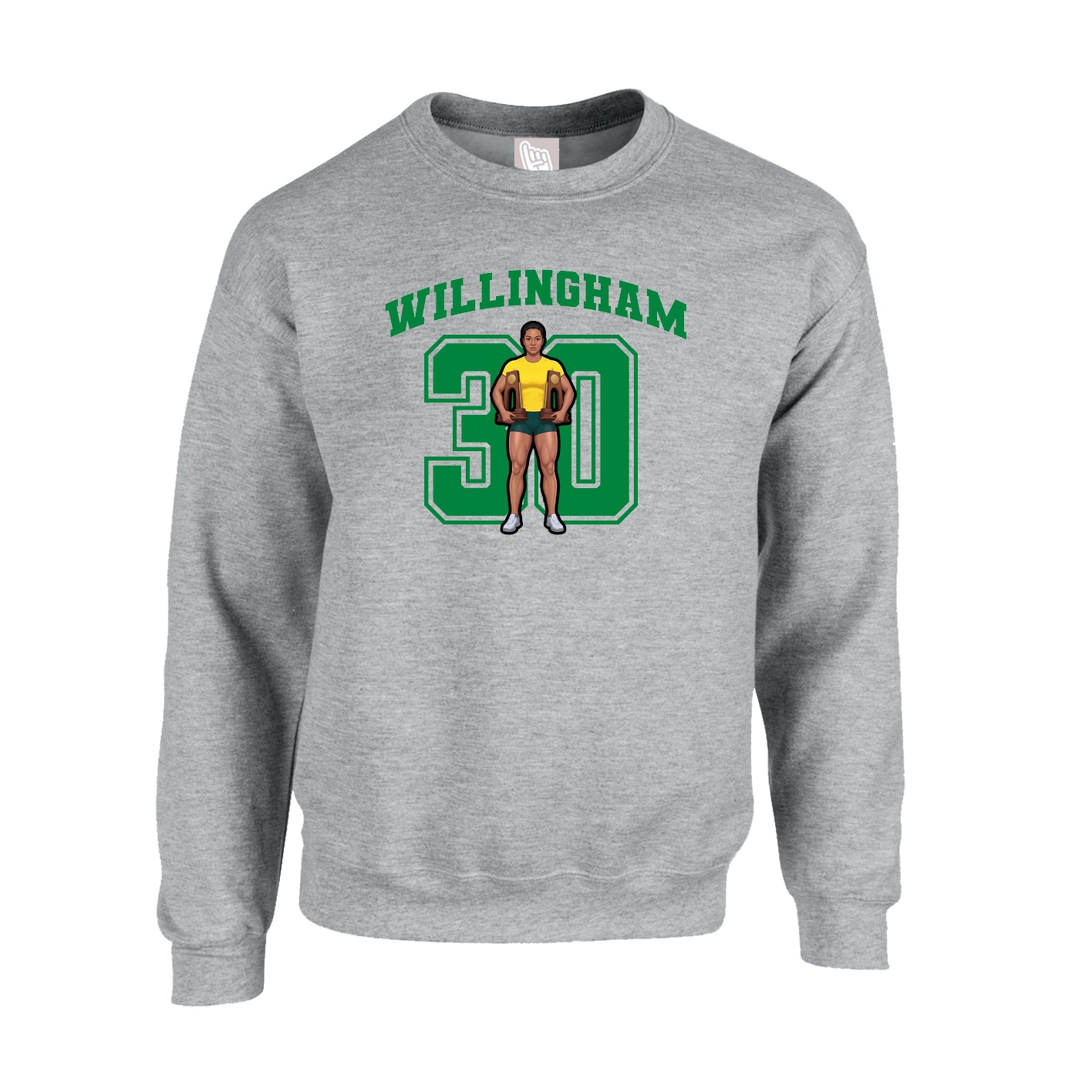 Fleece Crew — Number in Grey