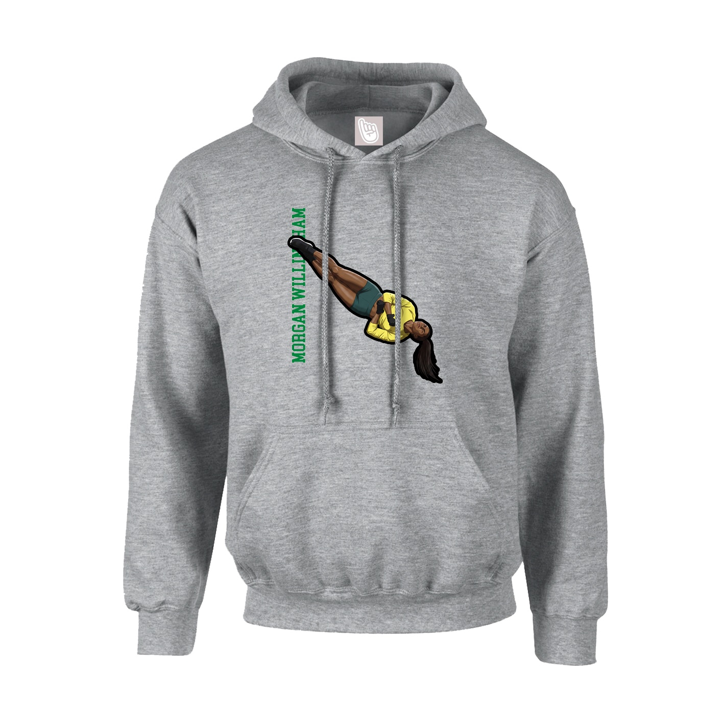 Hoodie — Name Vertical in Grey