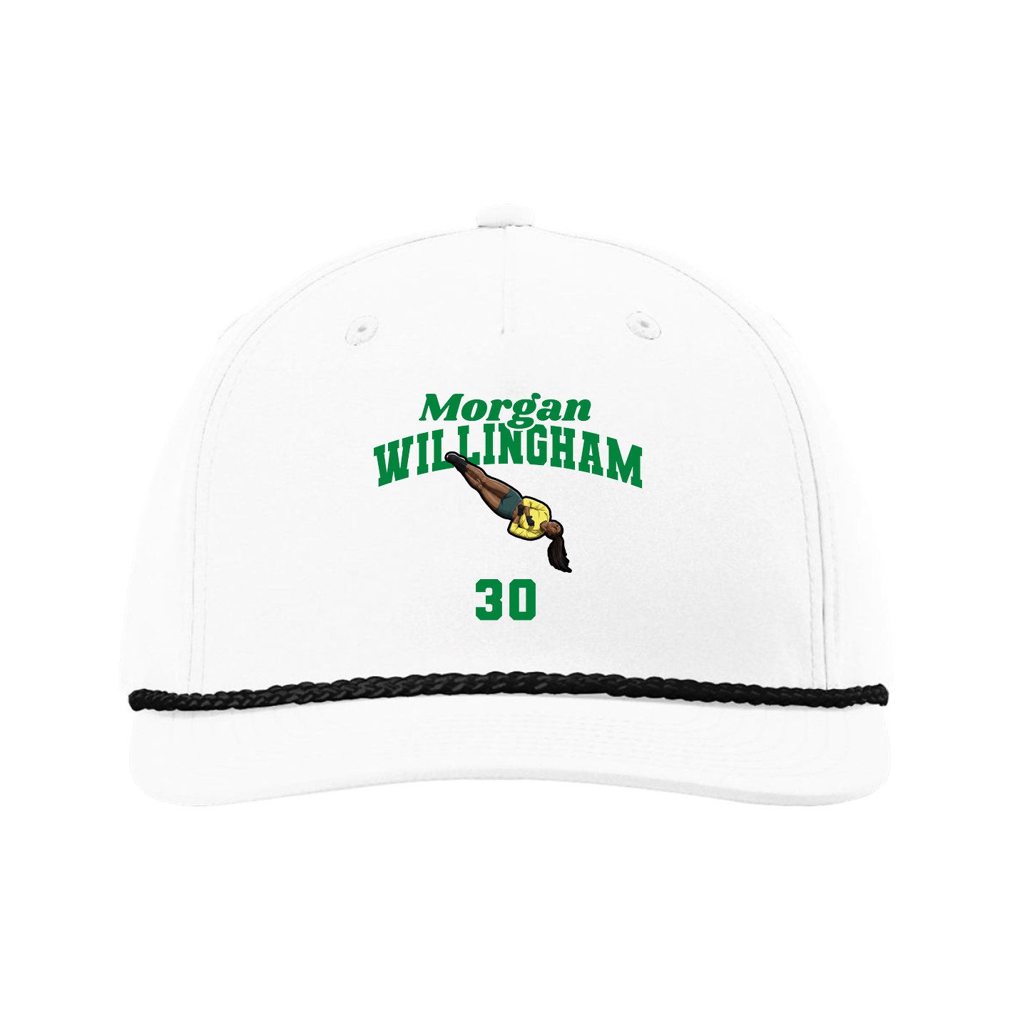 Five-Panel Classic Rope Cap — Signature Arch in White