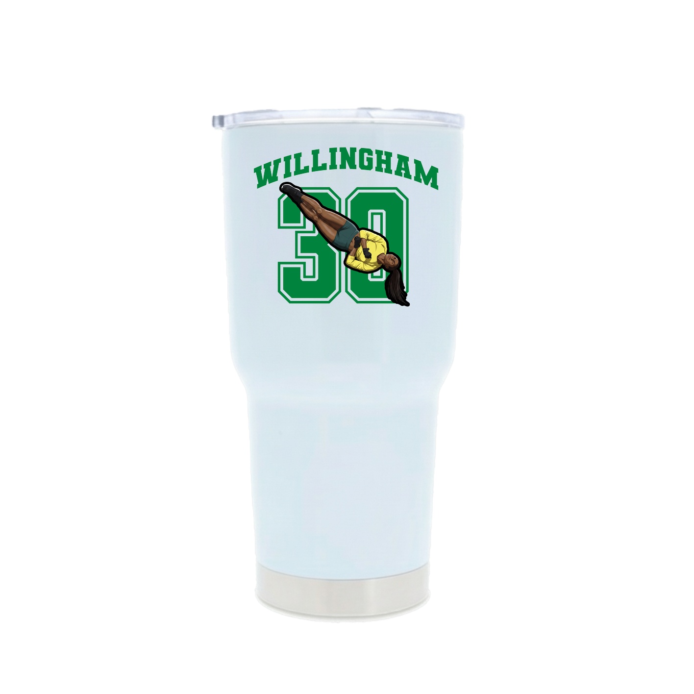30oz Stainless Steel Tumbler — Number in White