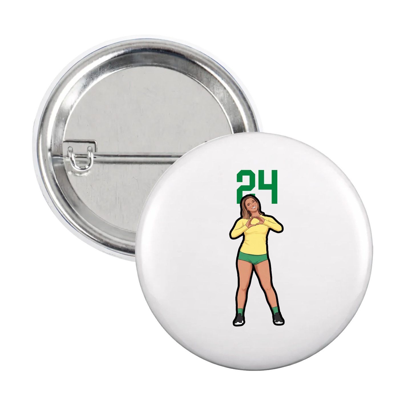 Game Day Button — Number Top in White