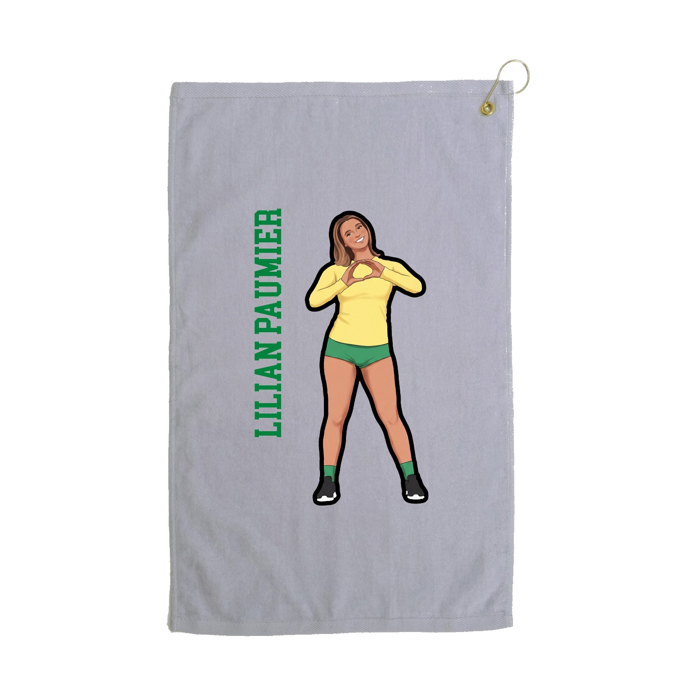 Golf Towel — Name Vertical in Grey