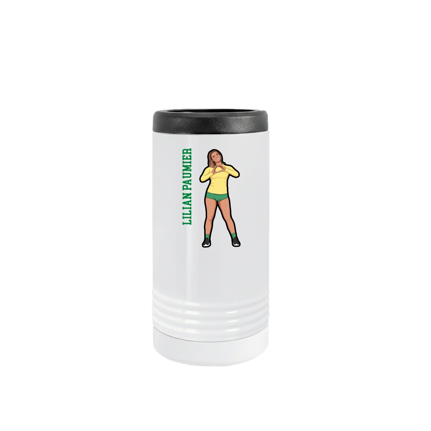 Slim Beverage Holder — Name Vertical in White