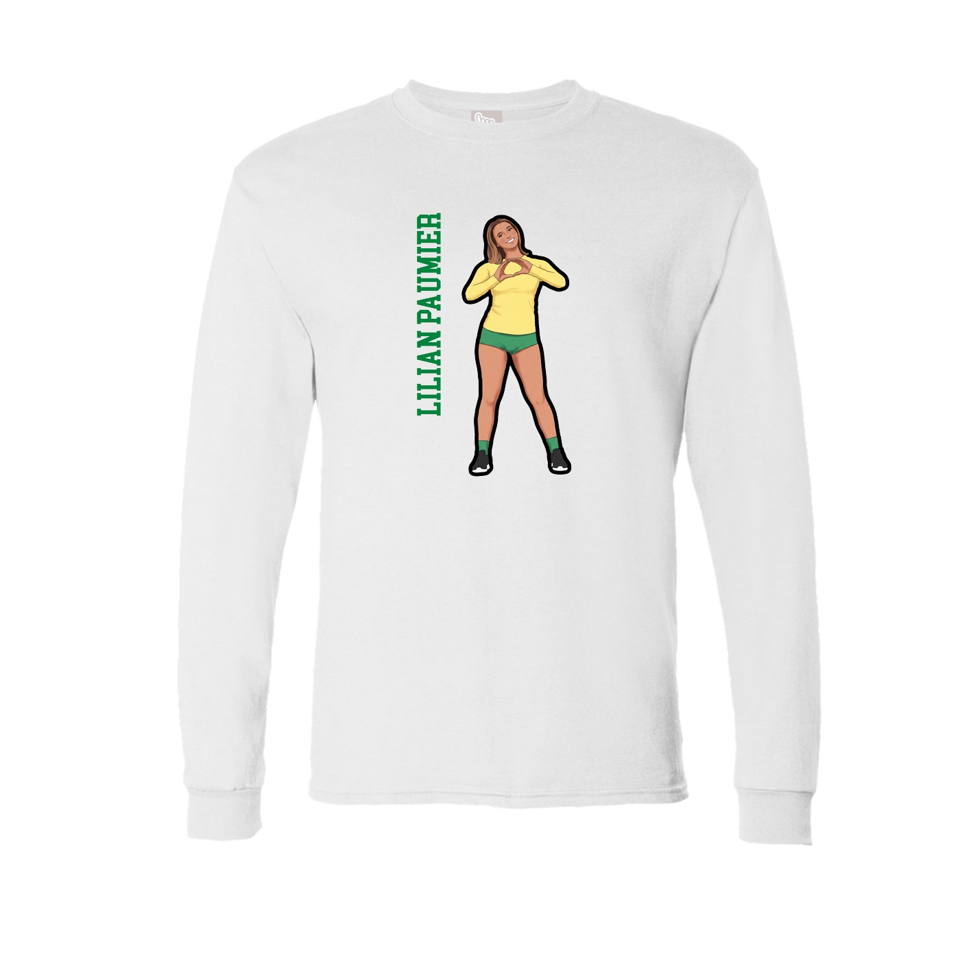 Long Sleeve Tee — Name Vertical in White