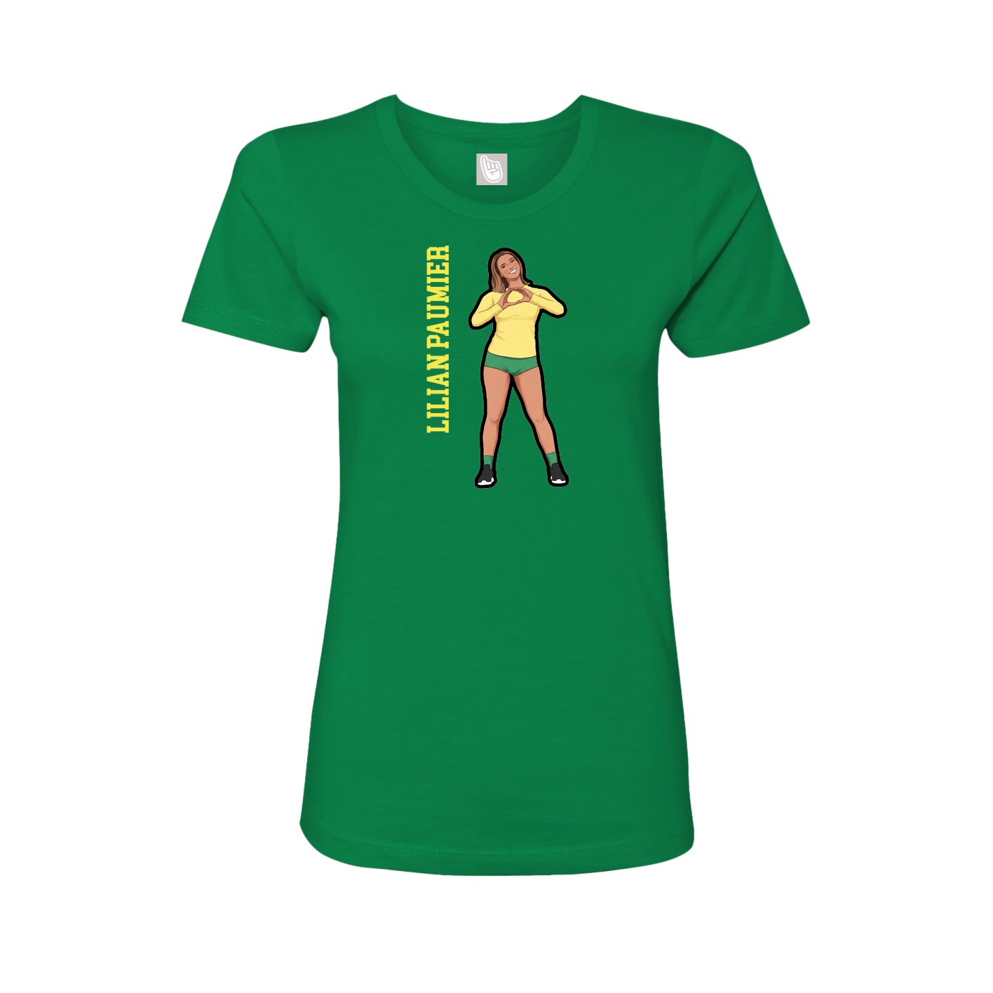 Fitted Women's Tee — Name Vertical in Green