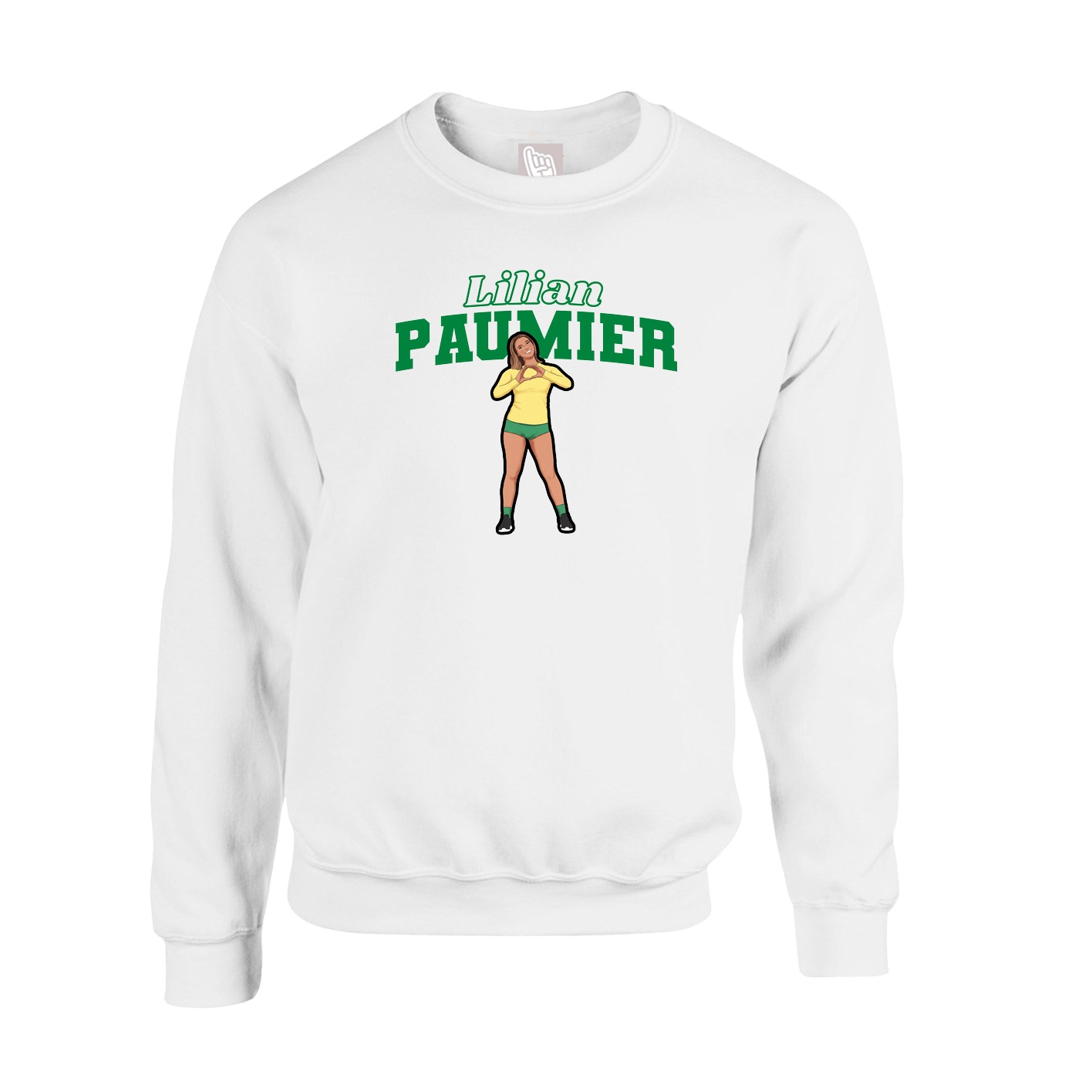Fleece Crew — Name Arch in White
