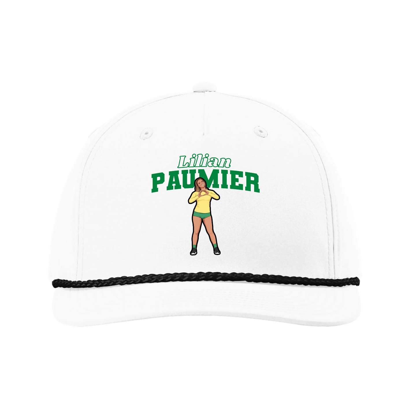 Five-Panel Classic Rope Cap — Name Arch in White