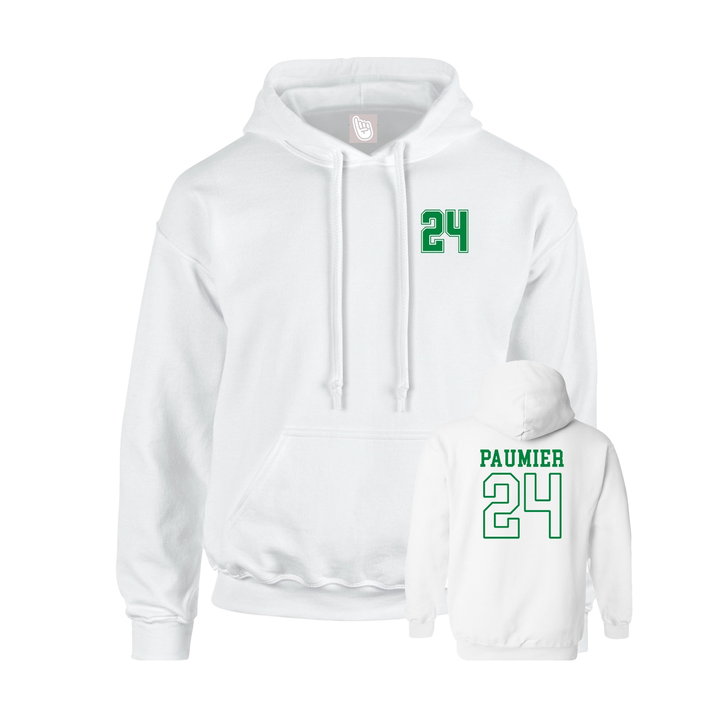 Youth Hoodie — Chest Back in White