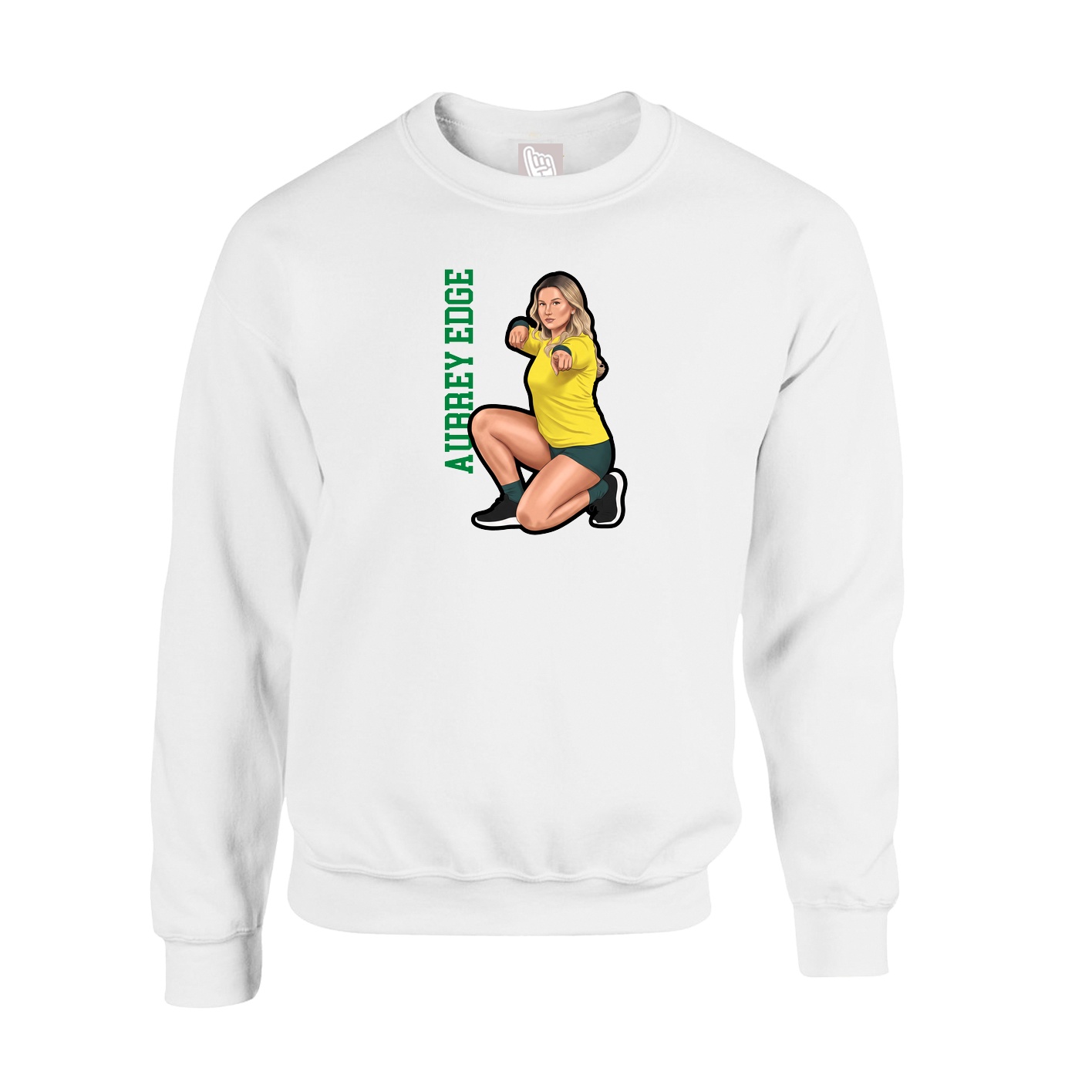 Fleece Crew — Name Vertical in White