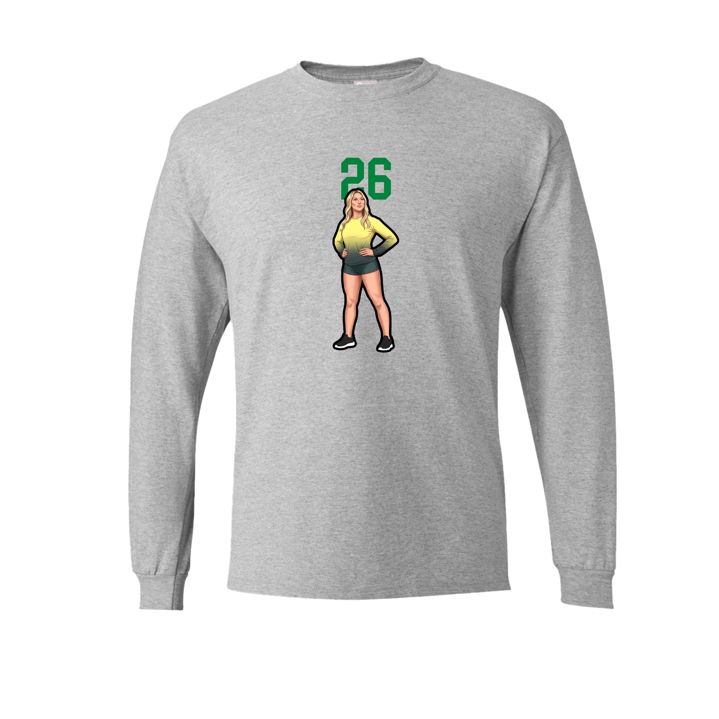 Long Sleeve Tee — Number Top in Grey