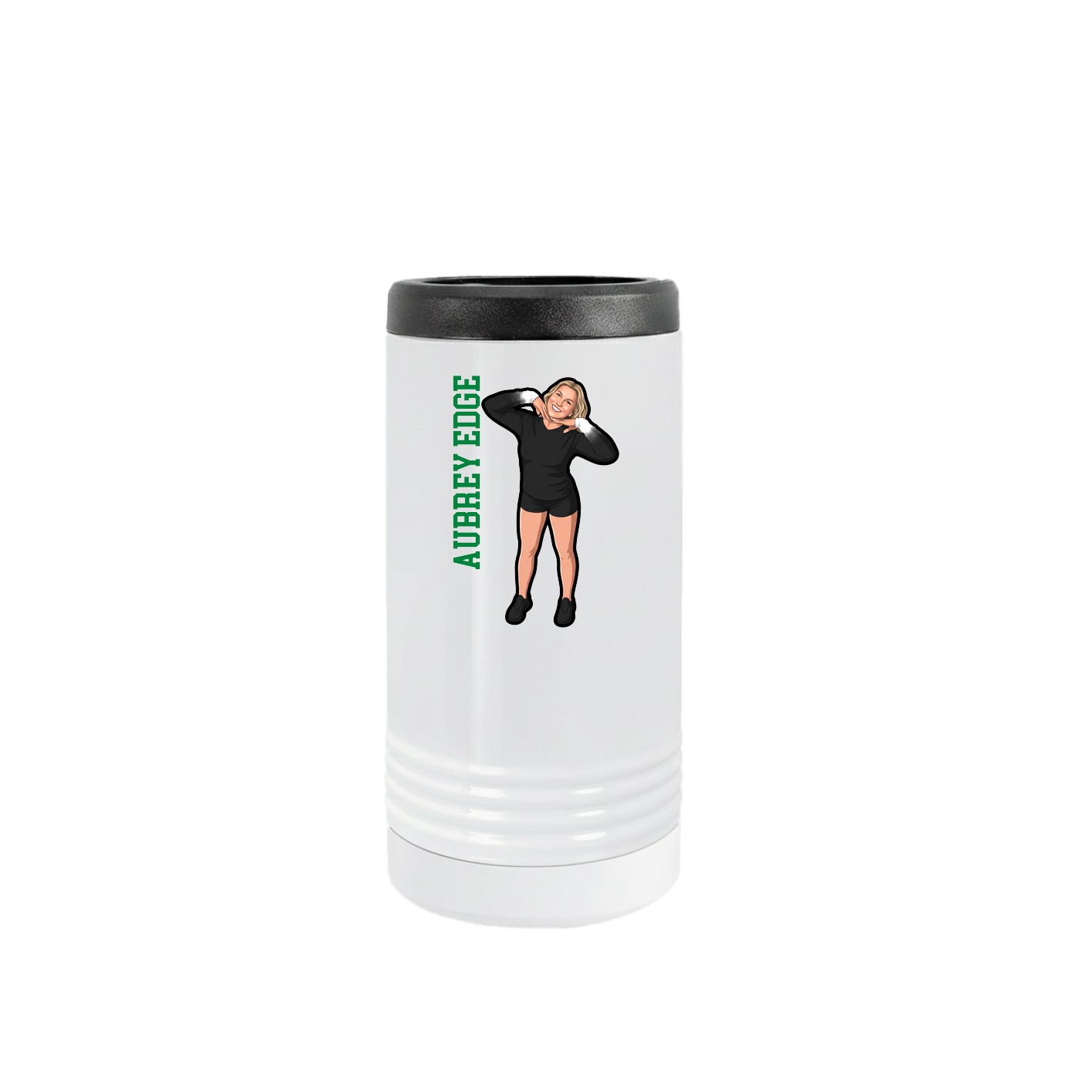 Slim Beverage Holder — Name Vertical in White
