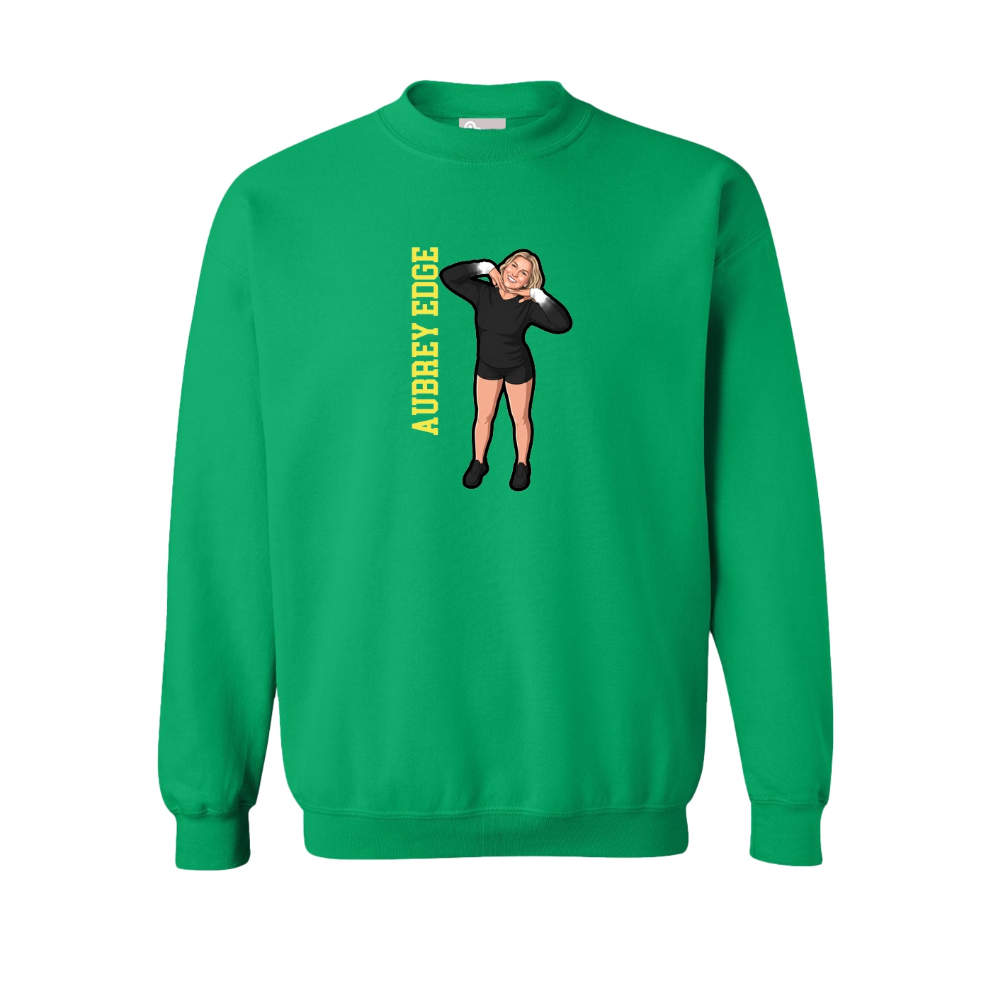 Fleece Crew — Name Vertical in Green