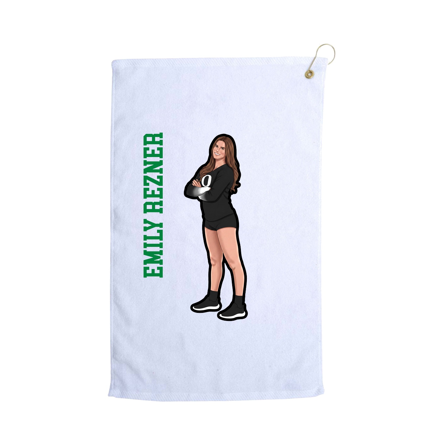 Golf Towel — Name Vertical in White
