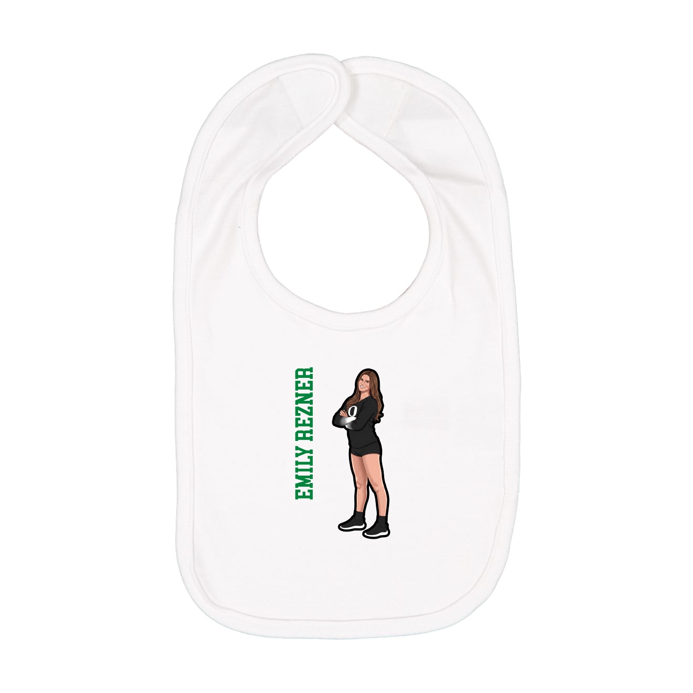 Infant Bib — Name Vertical in White