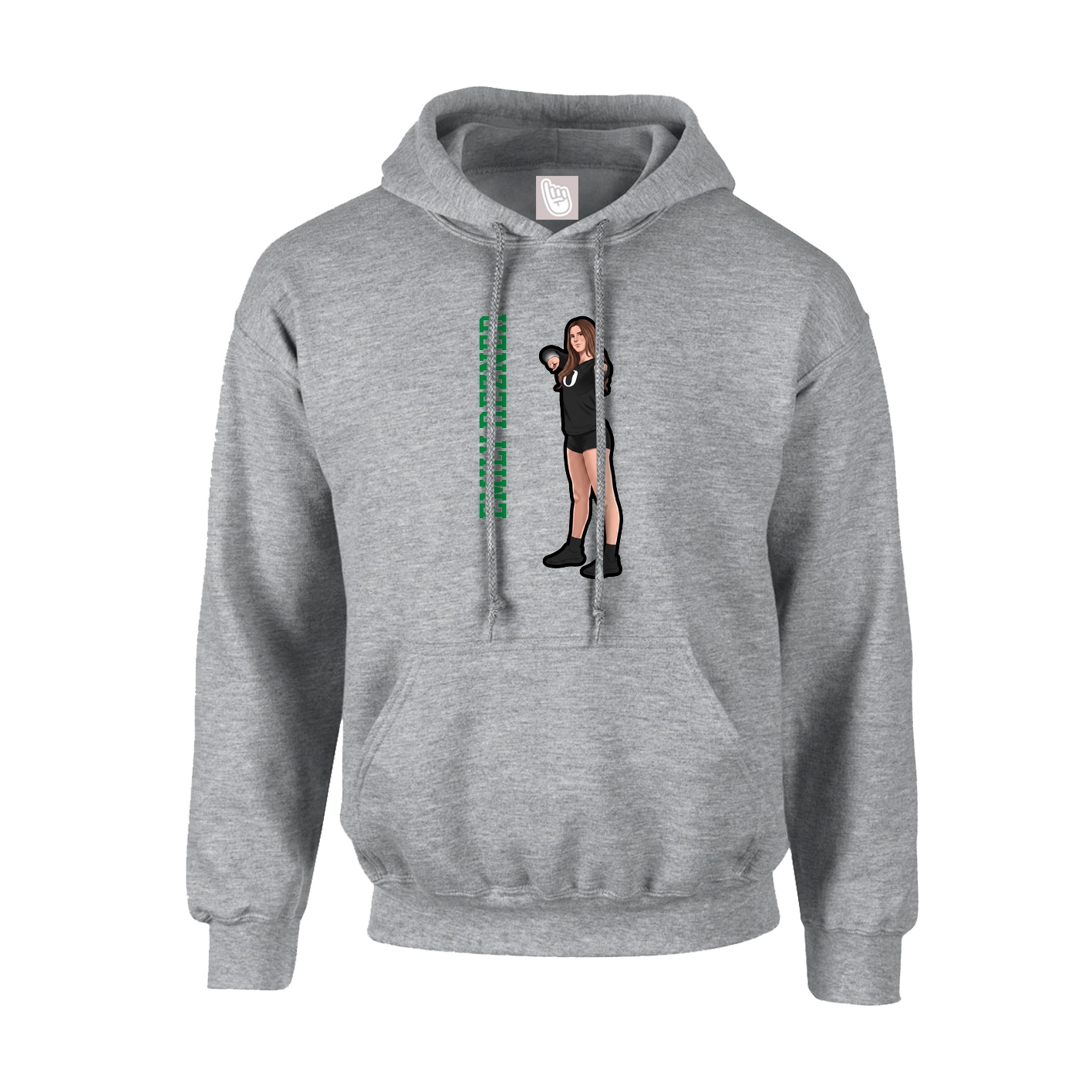 Youth Hoodie — Name Vertical in Grey