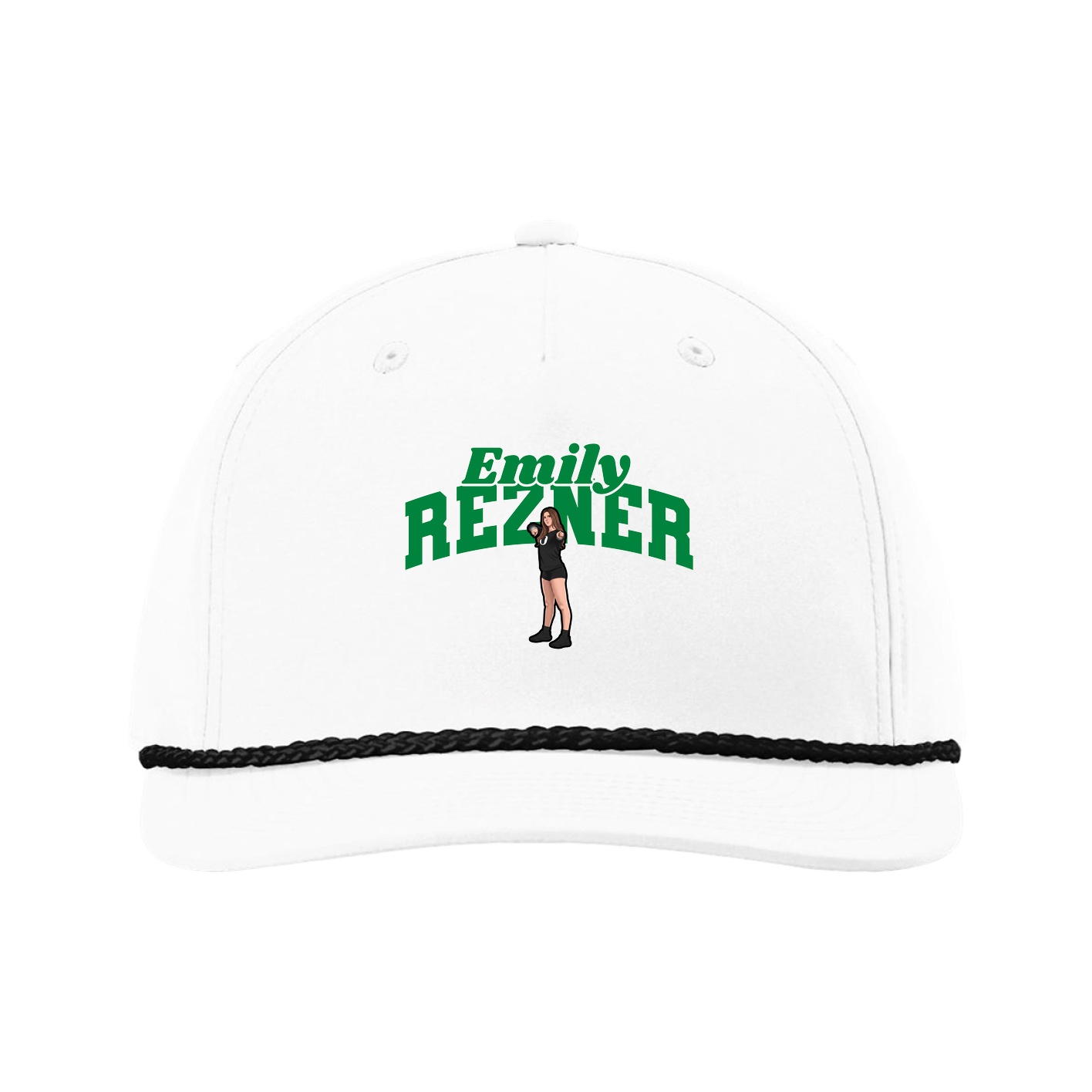 Five-Panel Classic Rope Cap — Signature Arch in White