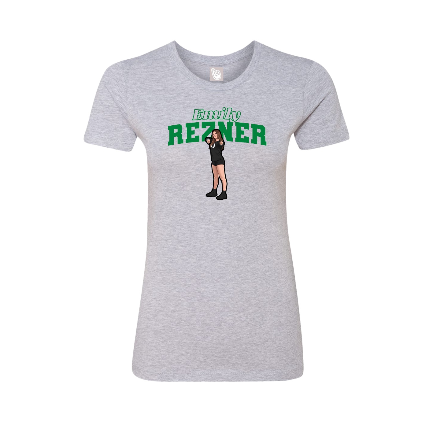 Fitted Women's Tee — Name Arch in Grey