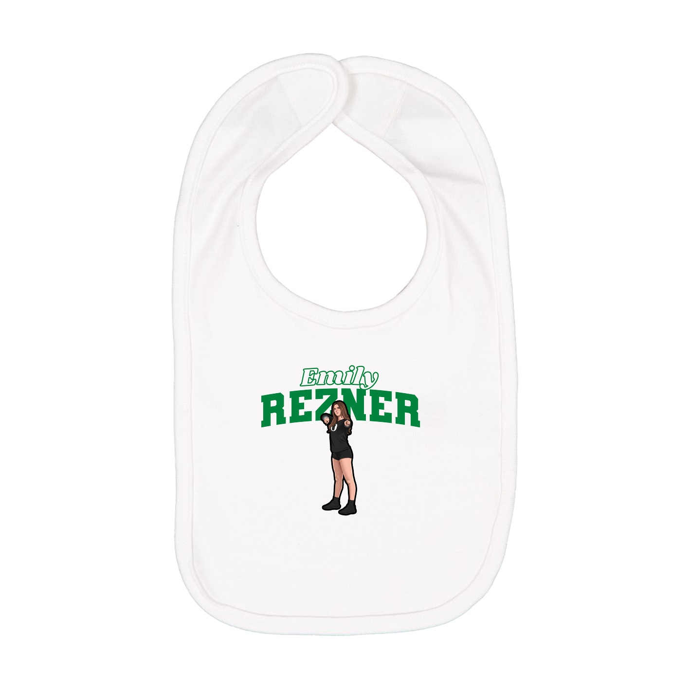 Infant Bib — Name Arch in White