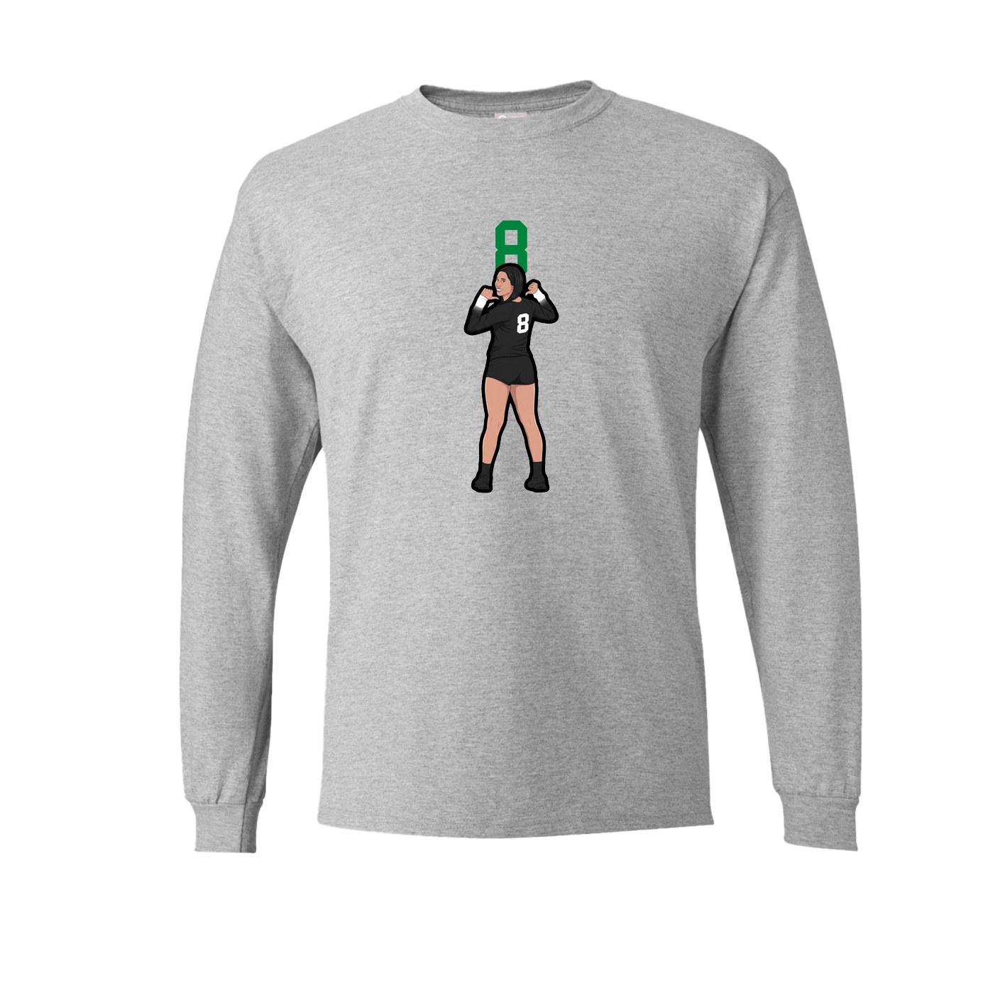 Long Sleeve Tee — Number Top in Grey