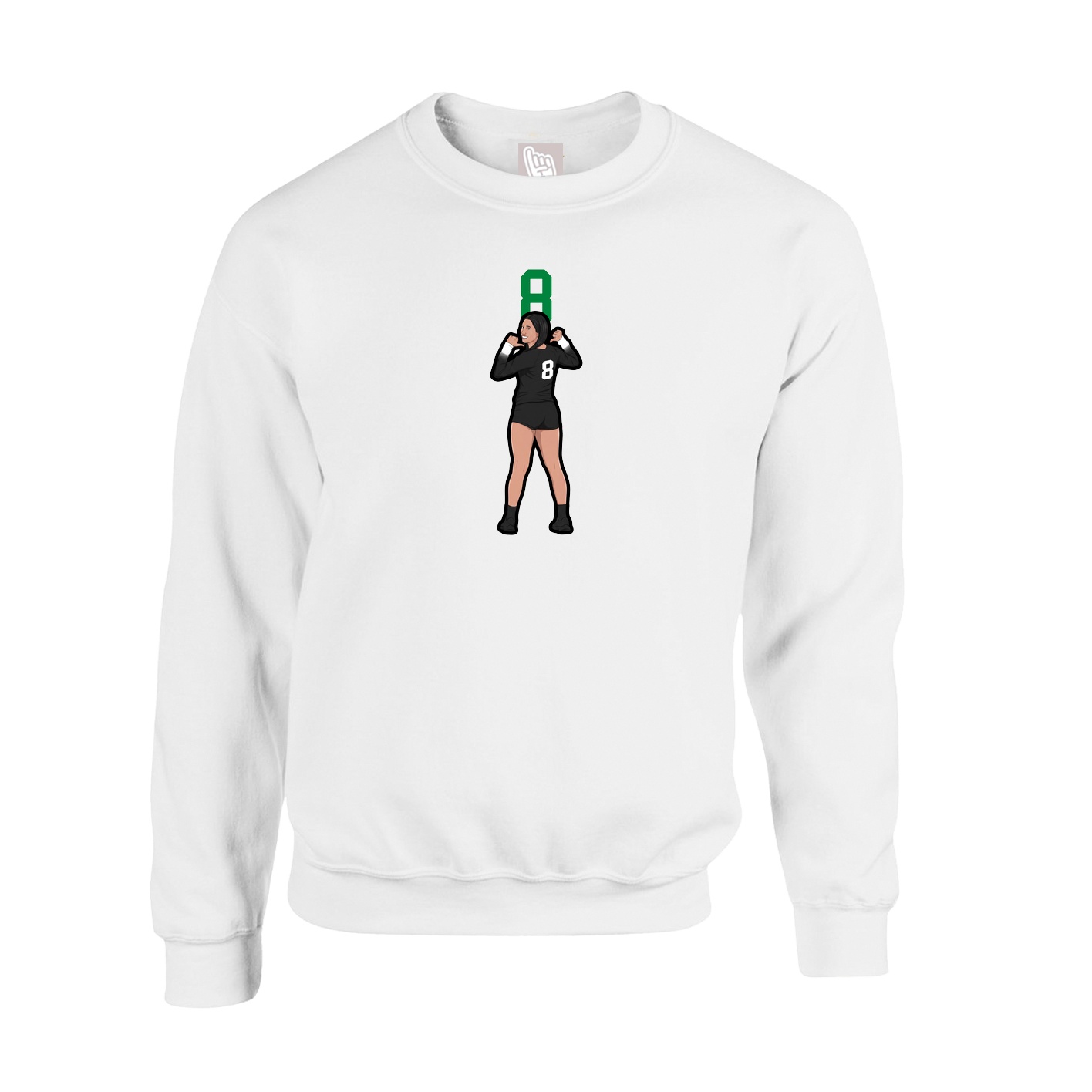 Fleece Crew — Number Top in White