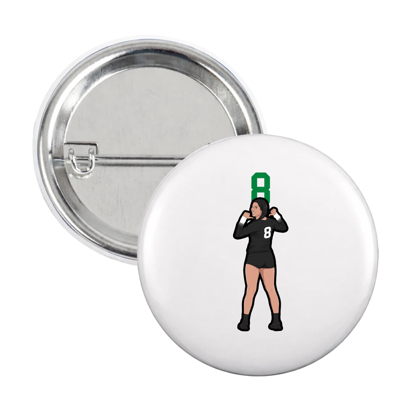 Game Day Button — Number Top in White