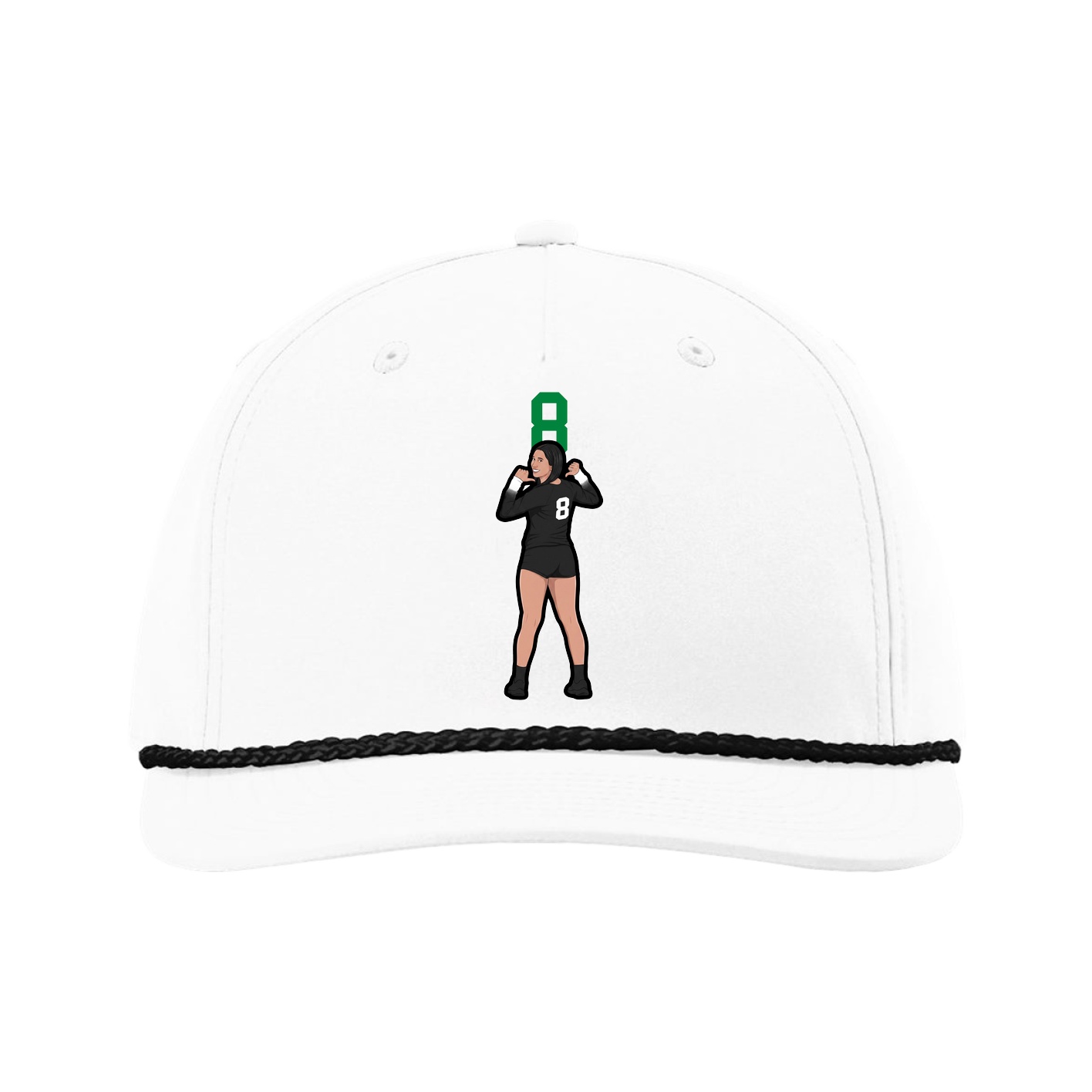 Five-Panel Classic Rope Cap — Number Top in White
