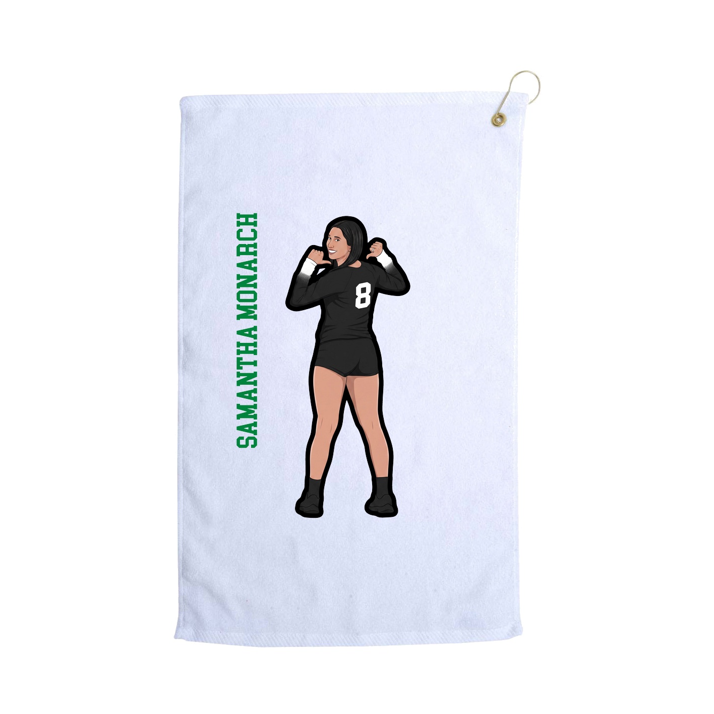 Golf Towel — Name Vertical in White