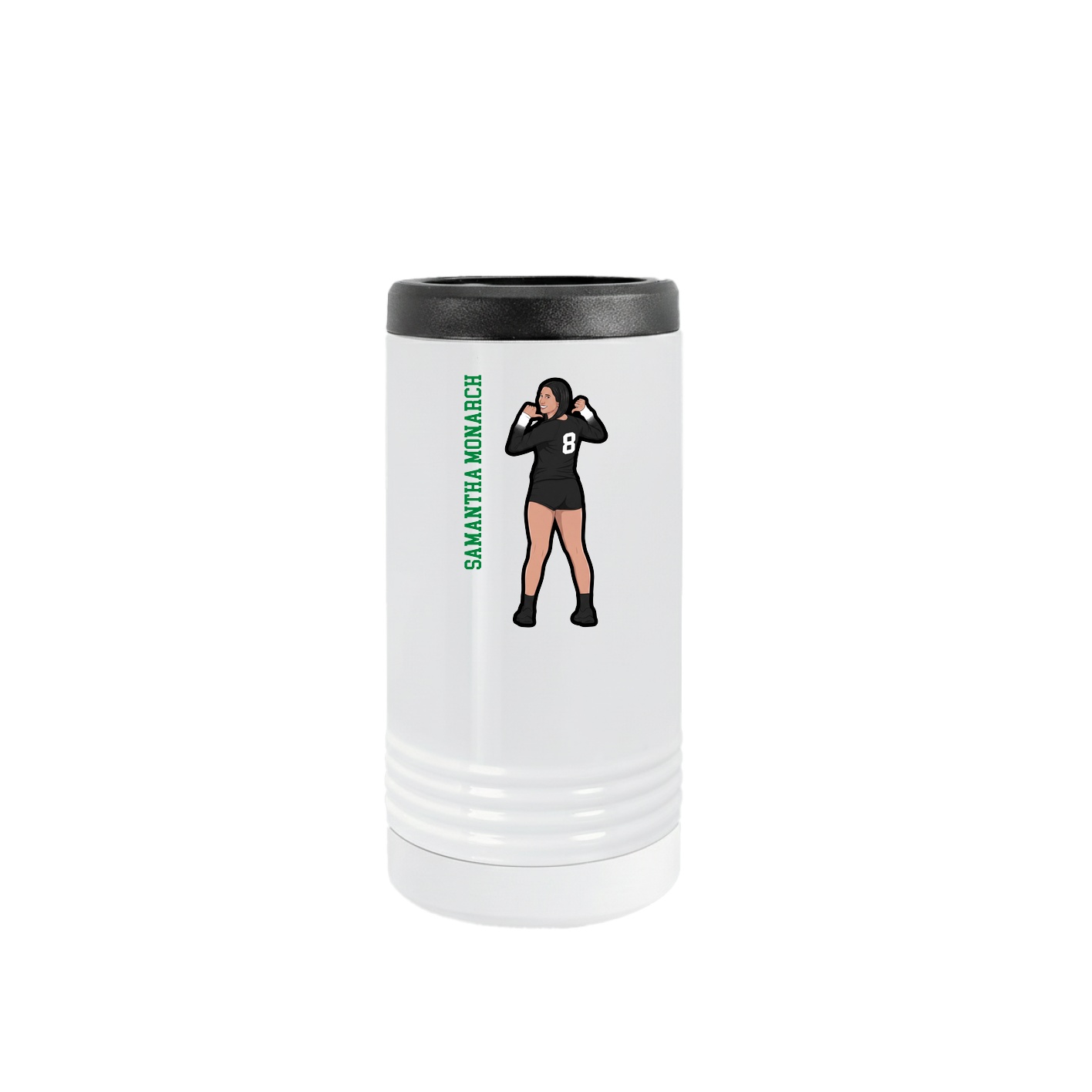 Slim Beverage Holder — Name Vertical in White