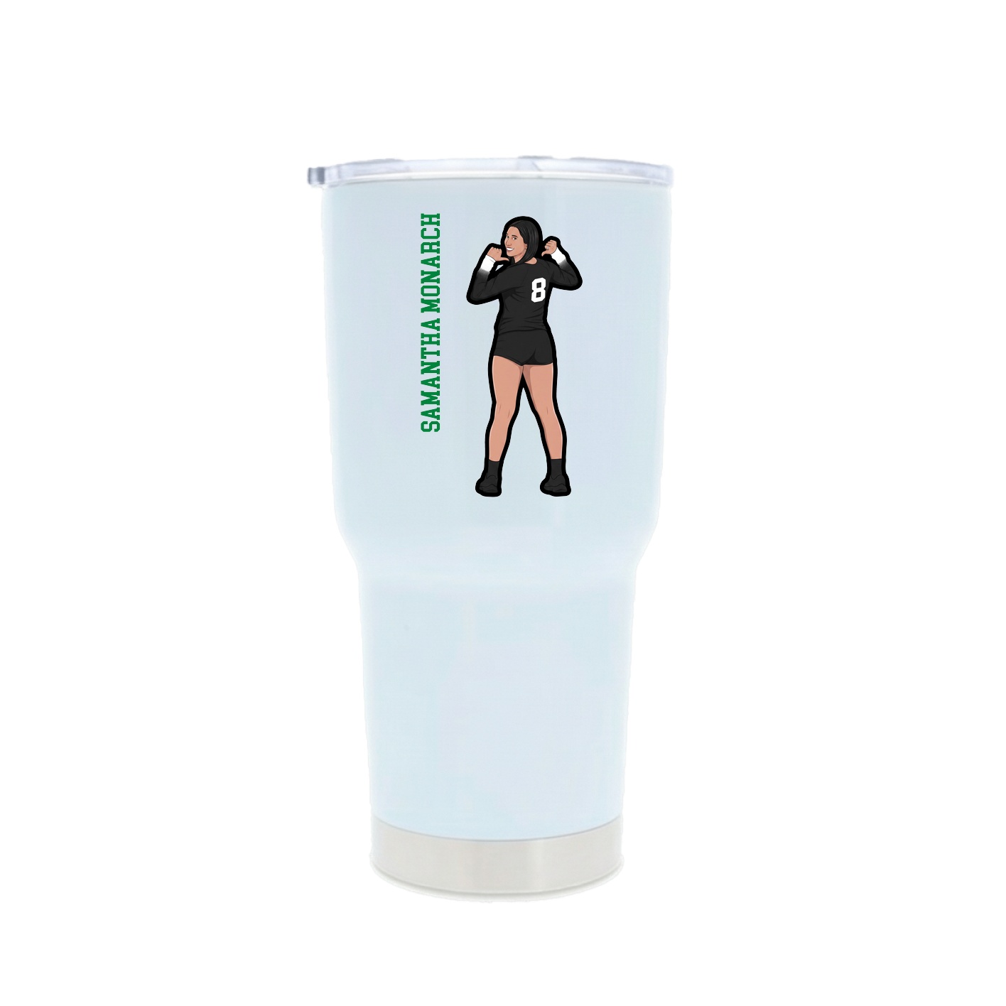 30oz Stainless Steel Tumbler — Name Vertical in White
