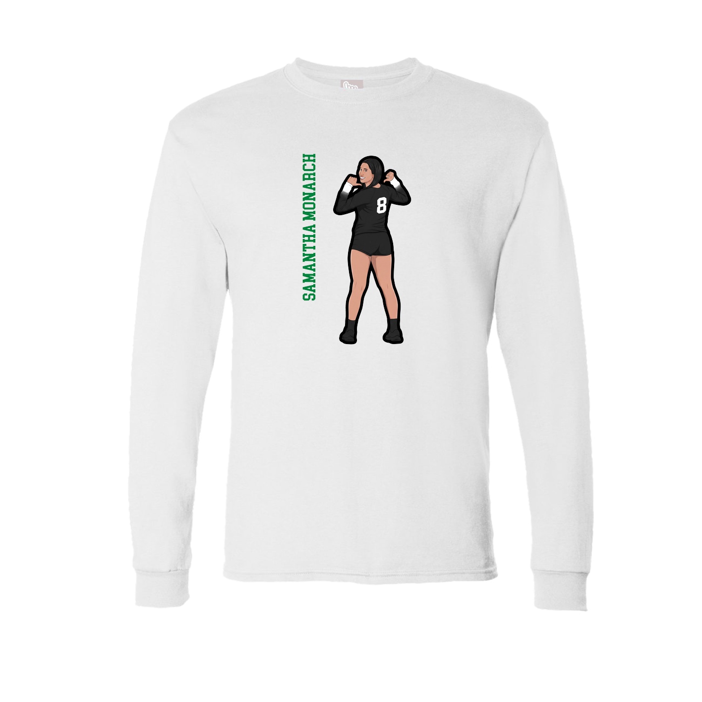 Long Sleeve Tee — Name Vertical in White