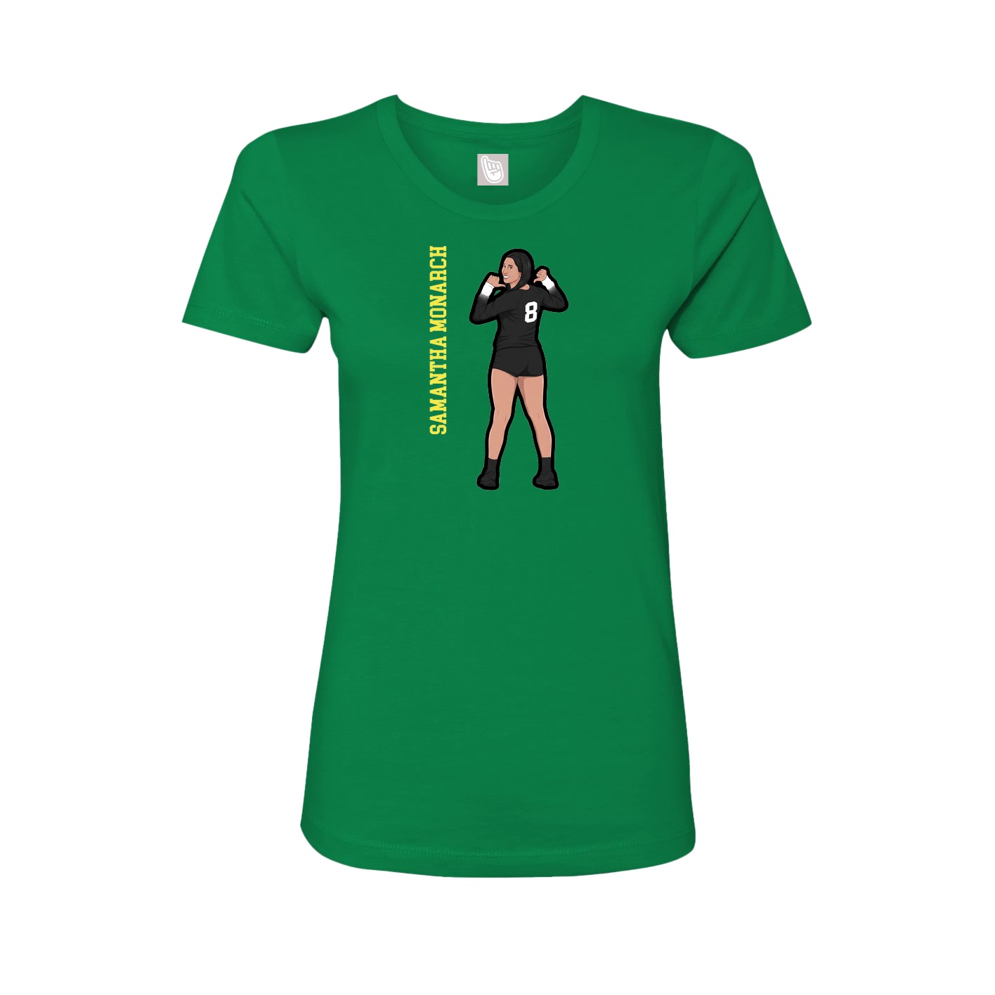 Fitted Women's Tee — Name Vertical in Green
